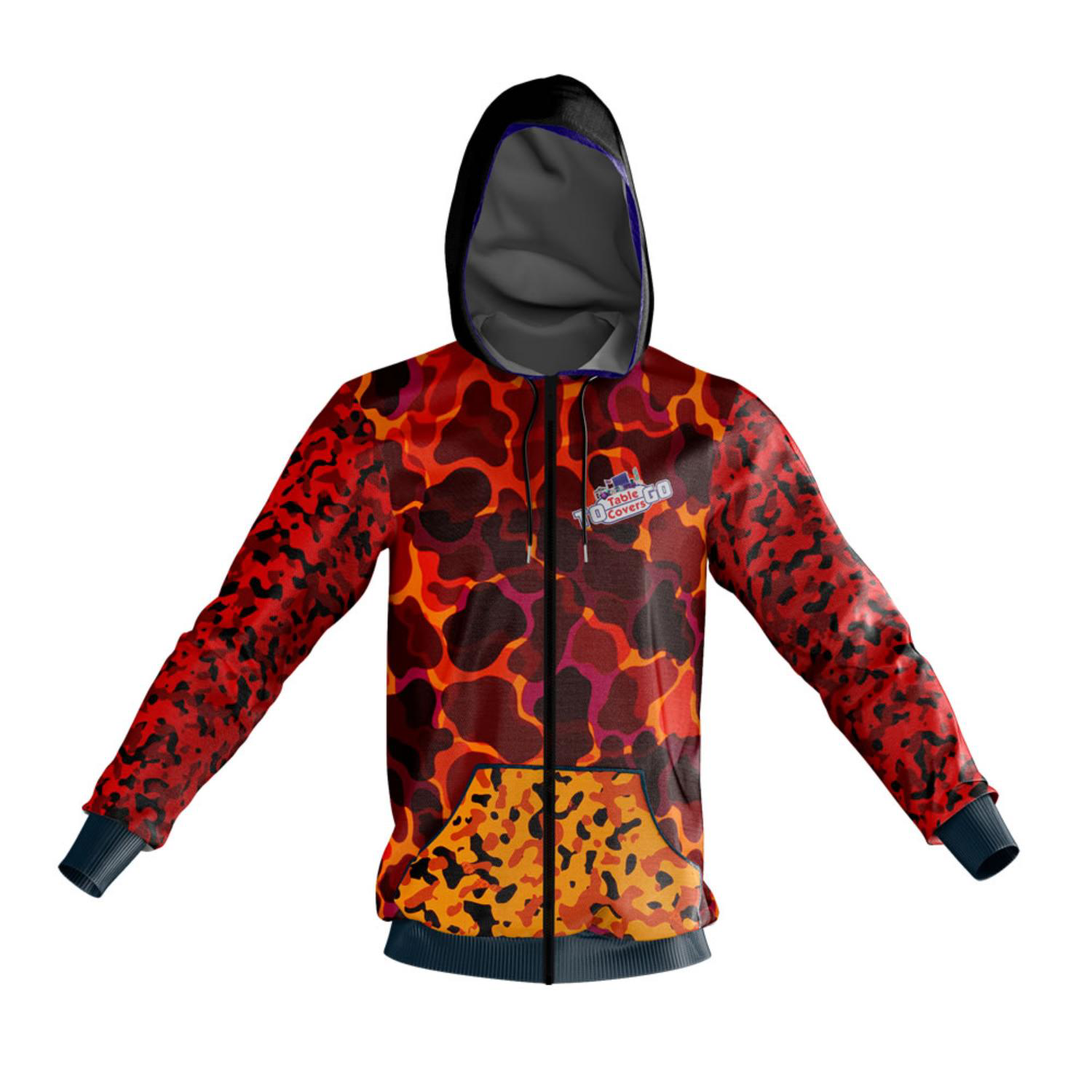100% Cotton Full Color Pigmented Digital Print Men's Zipper Hoodie w/ Pocket - 7.4 oz 1