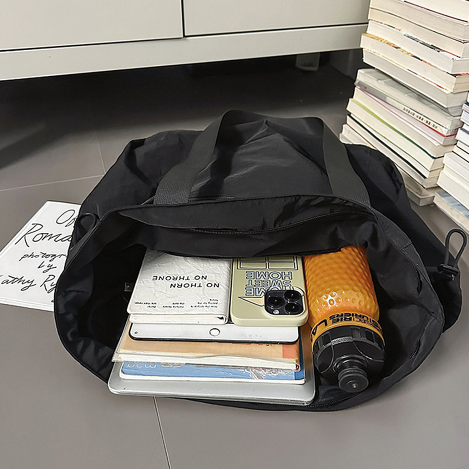 Large Capacity Nylon Shoulder Tote Bag, custom tote bag with logo imprint 2