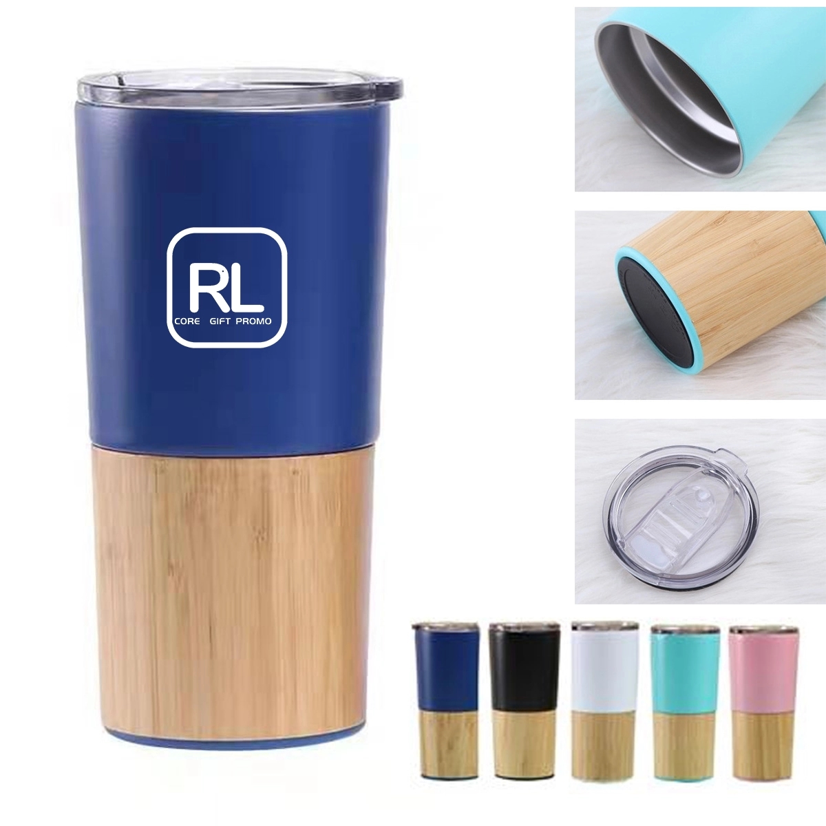 20 oz Stianless Steel Natural Bamboo Coffee Tumbler 1
