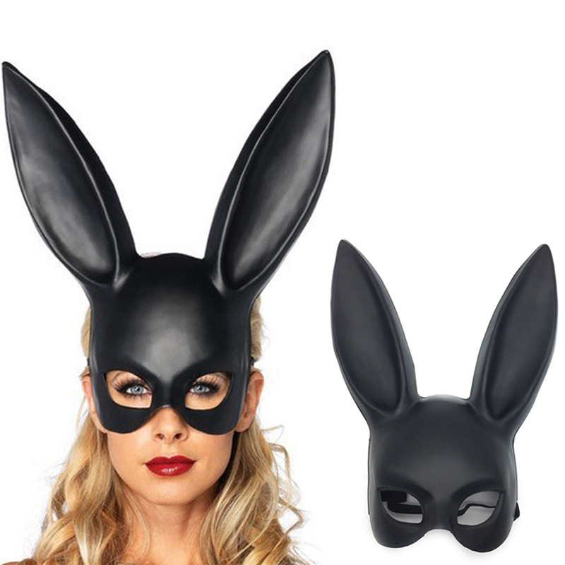 Masquerade Black Rabbit Mask Halloween Props Party Cosplay Performance Supplies Adult Half Face Whit