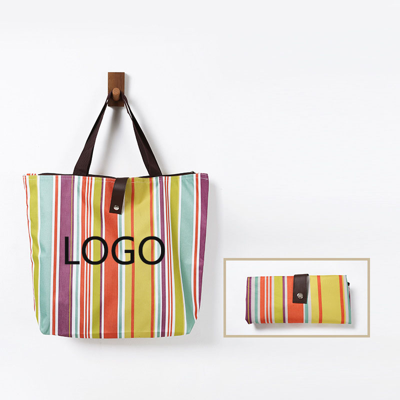 Large Capacity Waterproof Folding Oxford Cloth Shopping Bag / Button, custom tote bag with logo imprint 3