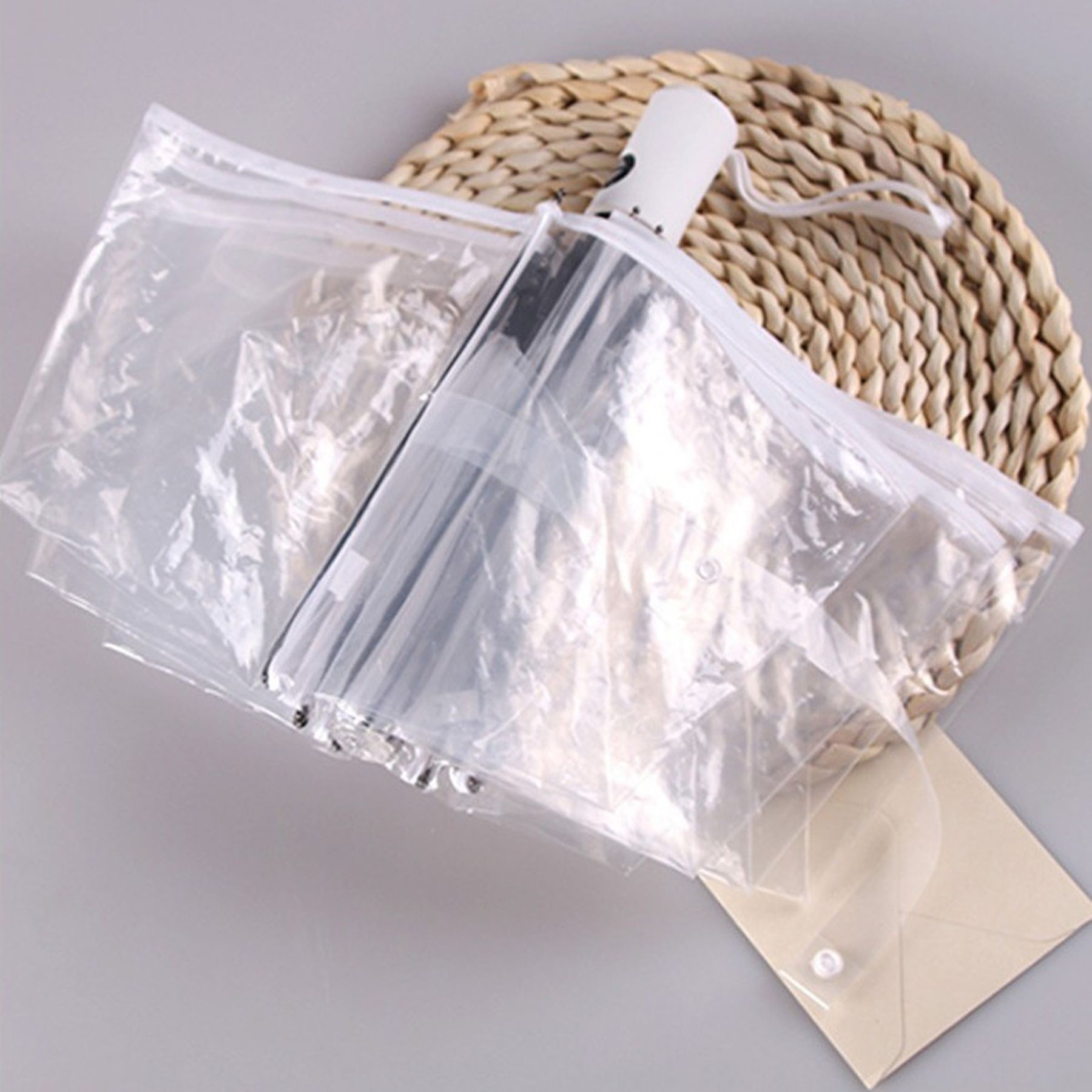 Tri-Fold Automatic Open Stick Event Transparent Umbrella 12