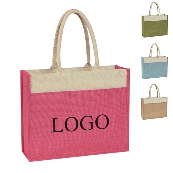 14 X17 X 5.5 Jute Tote Bag with Front Pocket 2