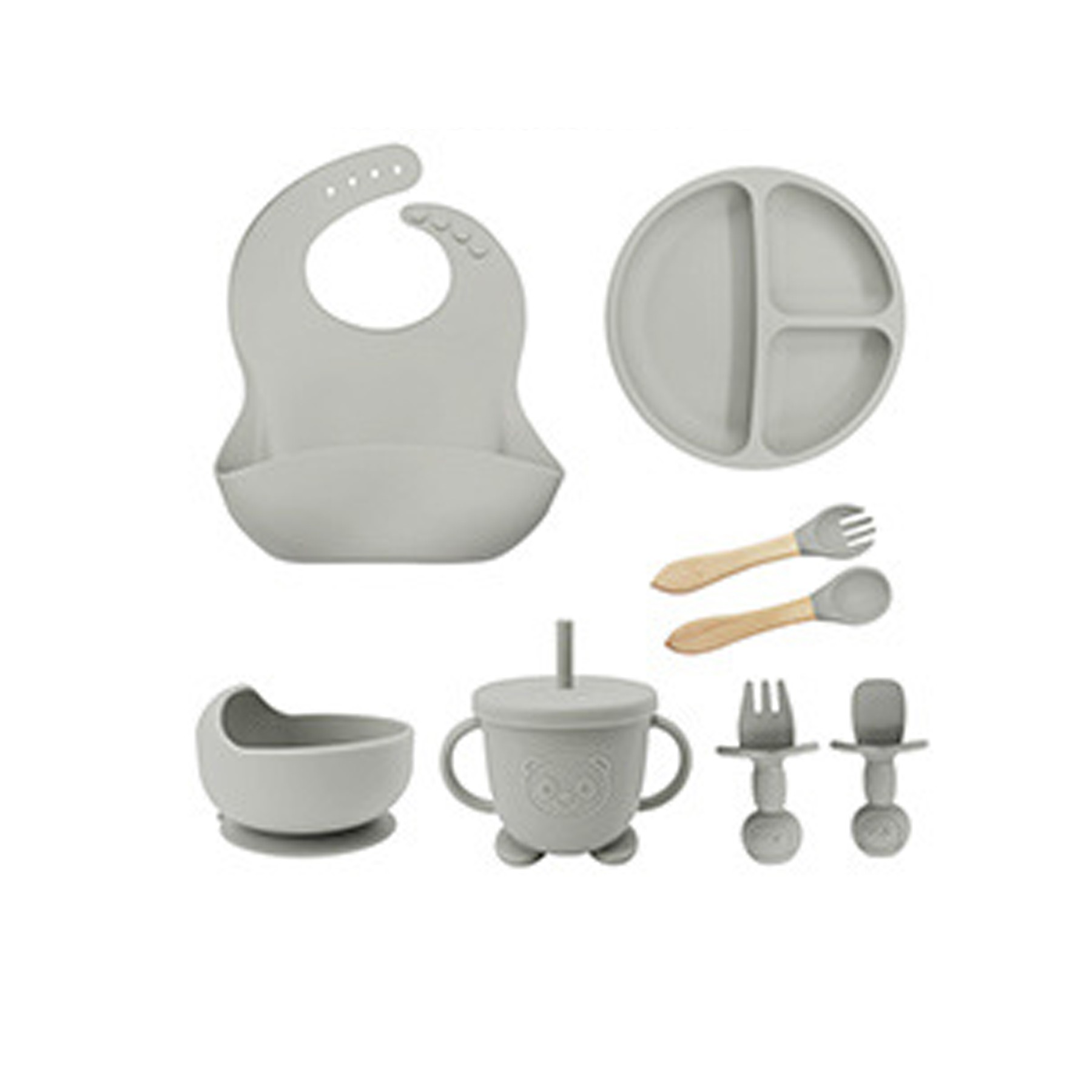 8pcs Silicone Baby Feeding Set 9