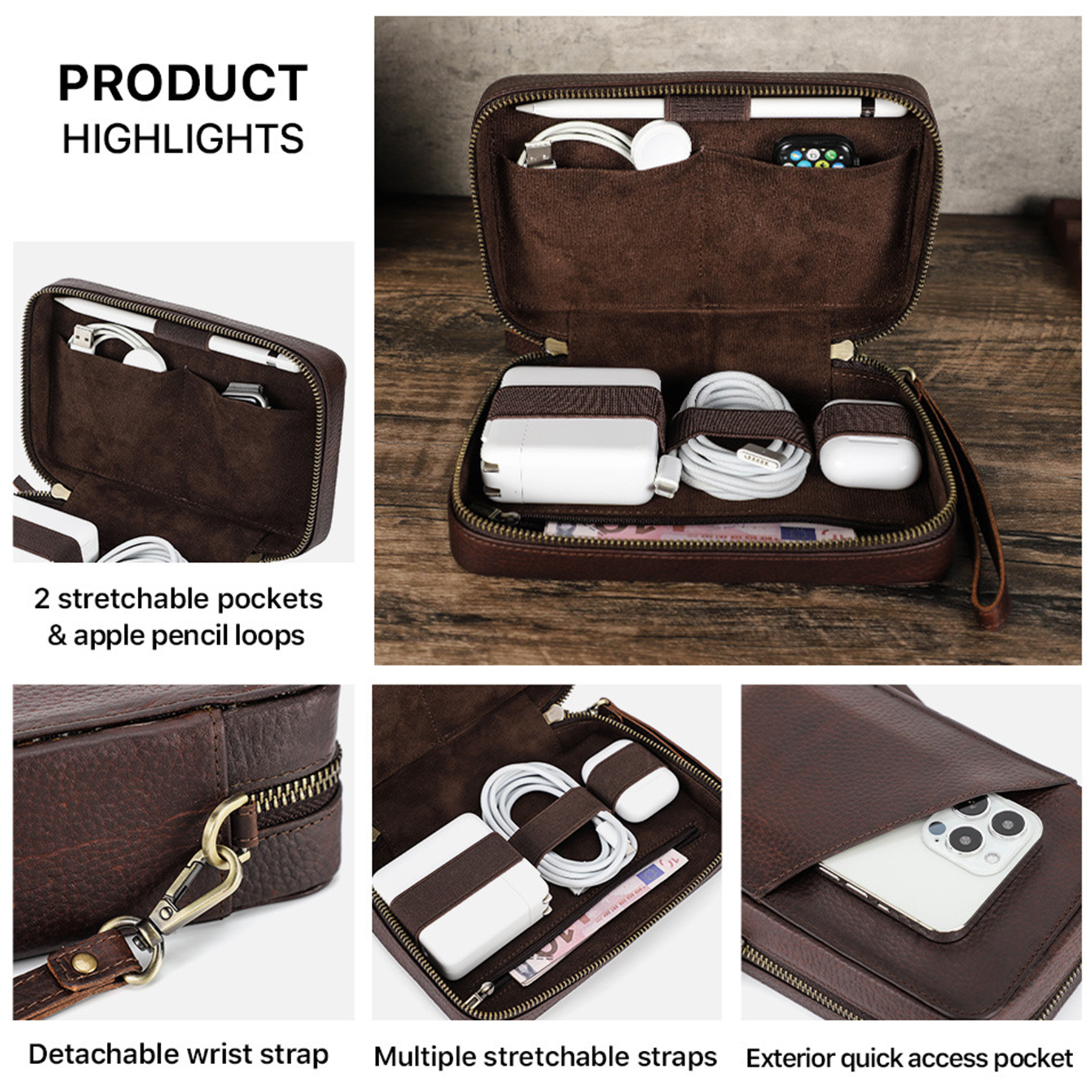 Genuine Leather anti-seismic Phone Storage box Handbag 3