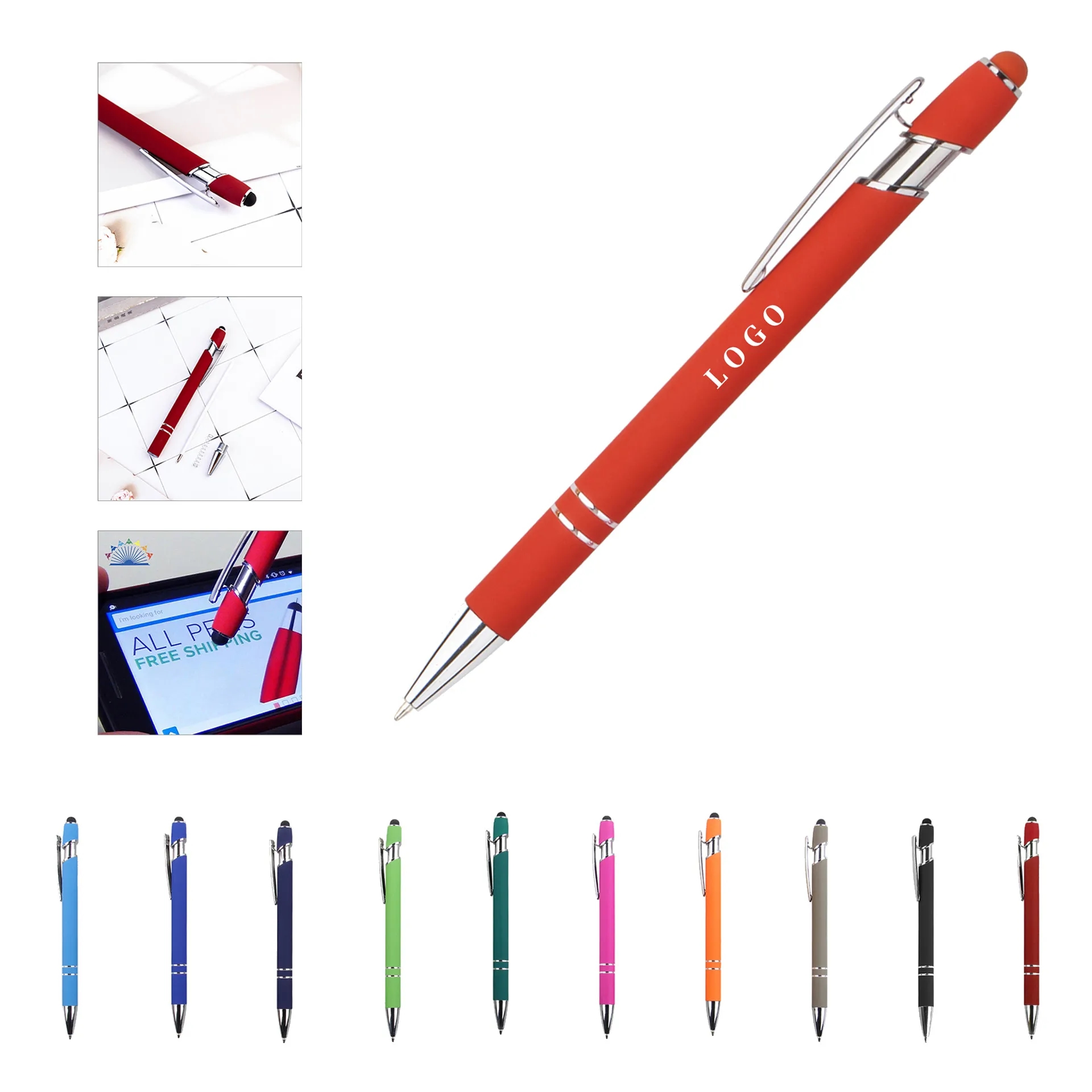 Soft Touch Ballpoint Pen With Stylus Tip