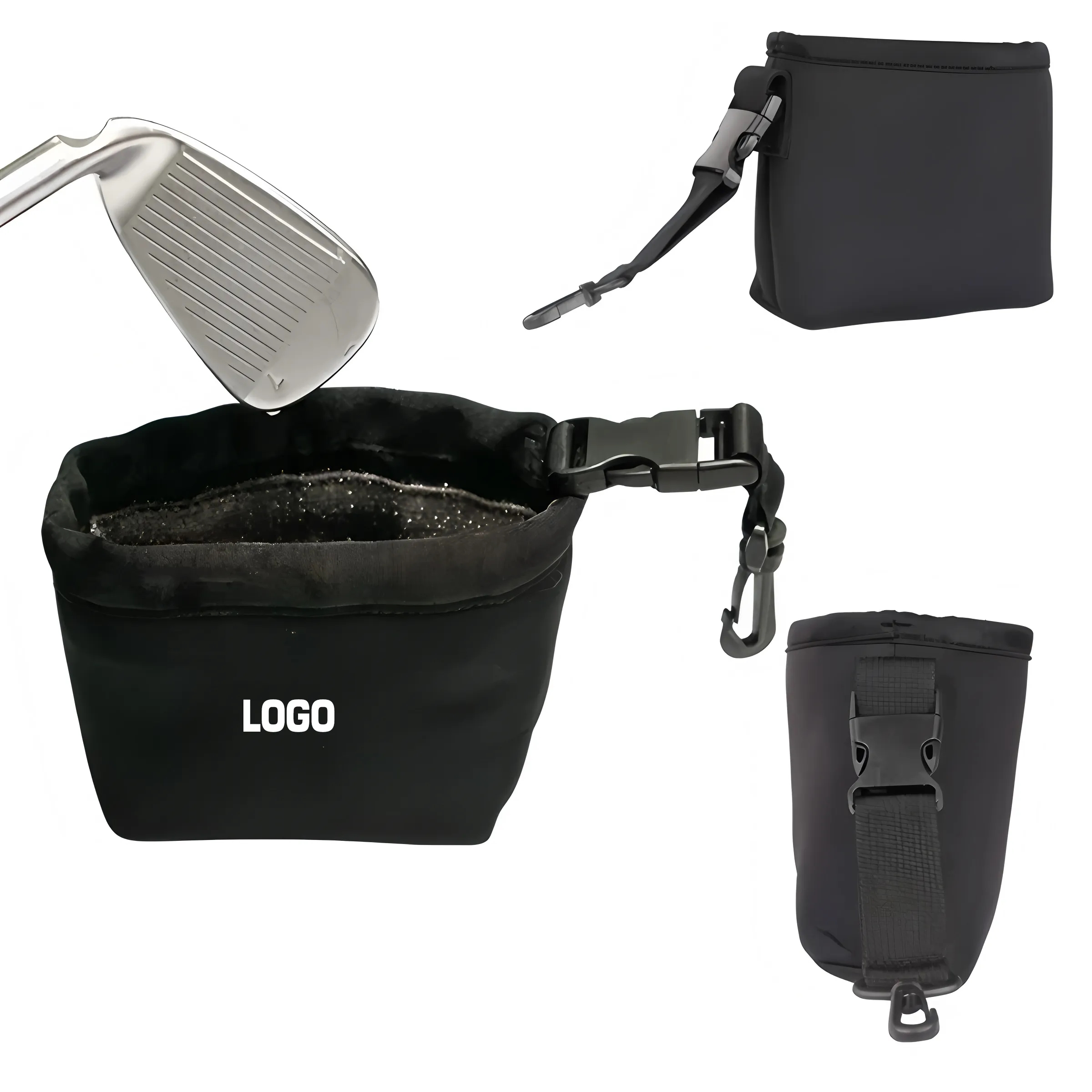 Custom Logo Golf Ball Cleaner Bag Water-Resistant Detachable for Golf Clubs Accessories 4