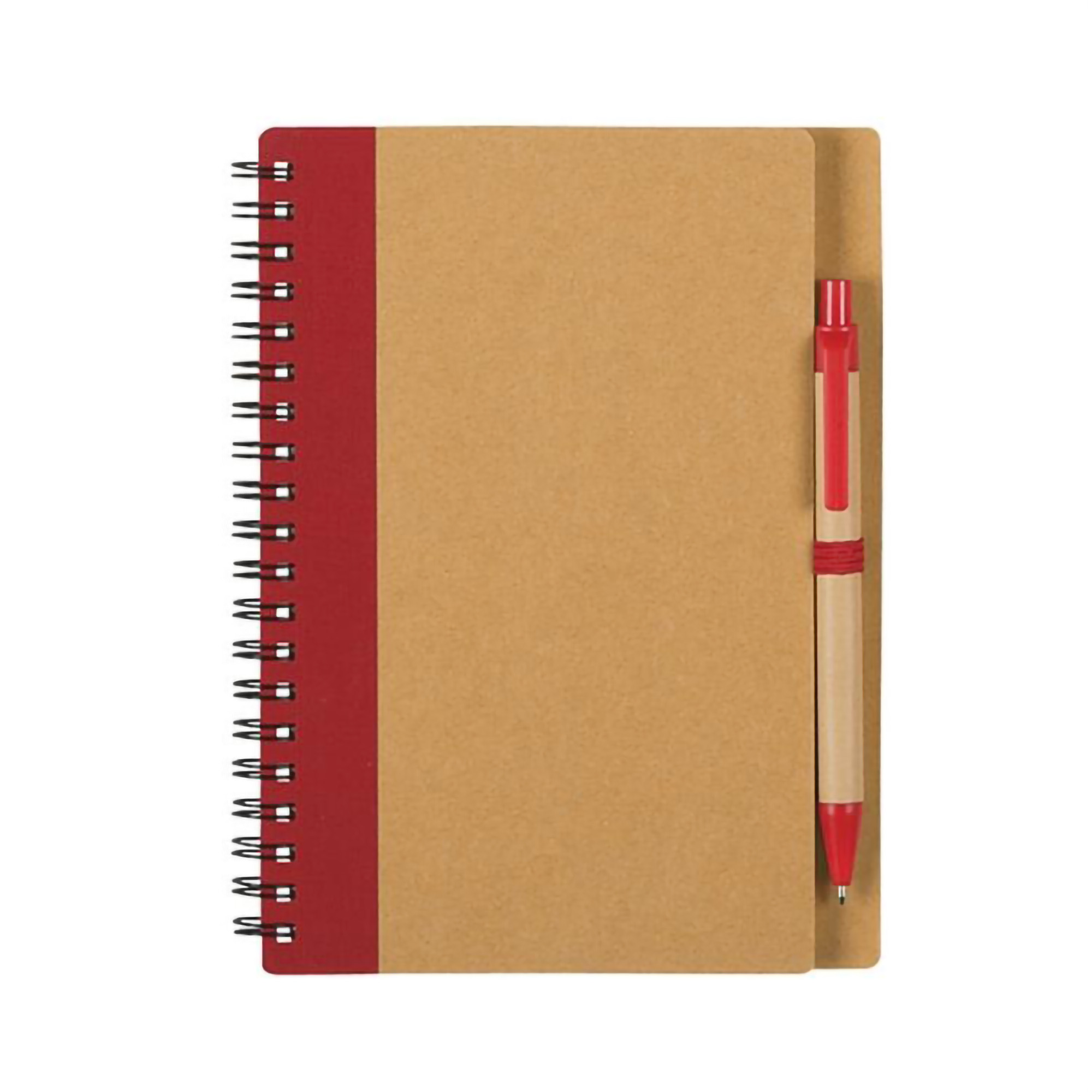 Eco-Inspired Soft Cover Kraft Spiral Notebook With Pen MOQ50 3