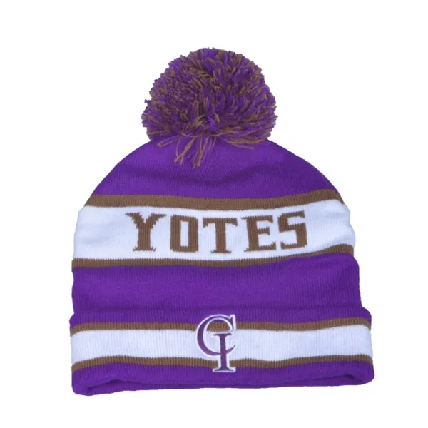 Custom Knitted Beanie With Poms 2