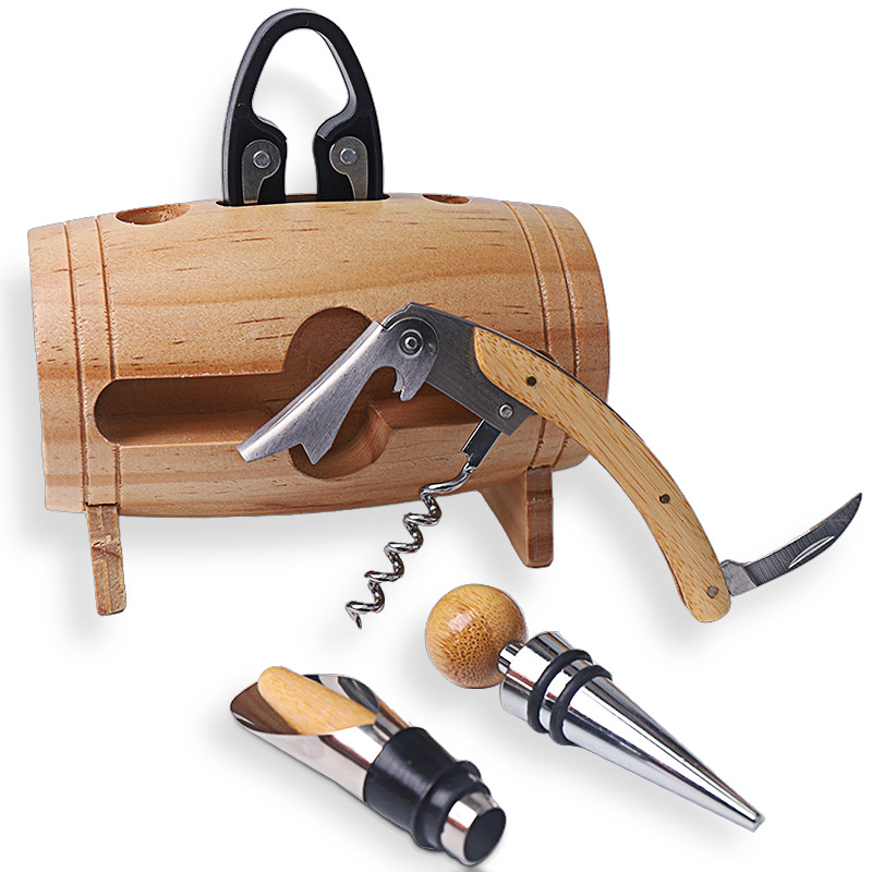 Wine Bottle Opener Set In Barrel 1