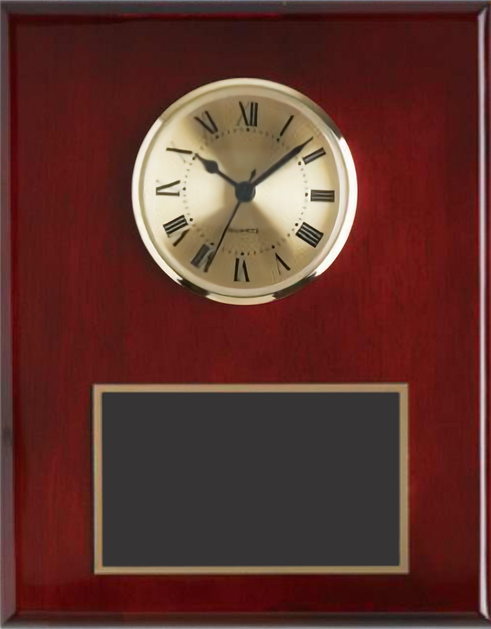 Piano Finish Solid Wood Plaque W/ Clock 4