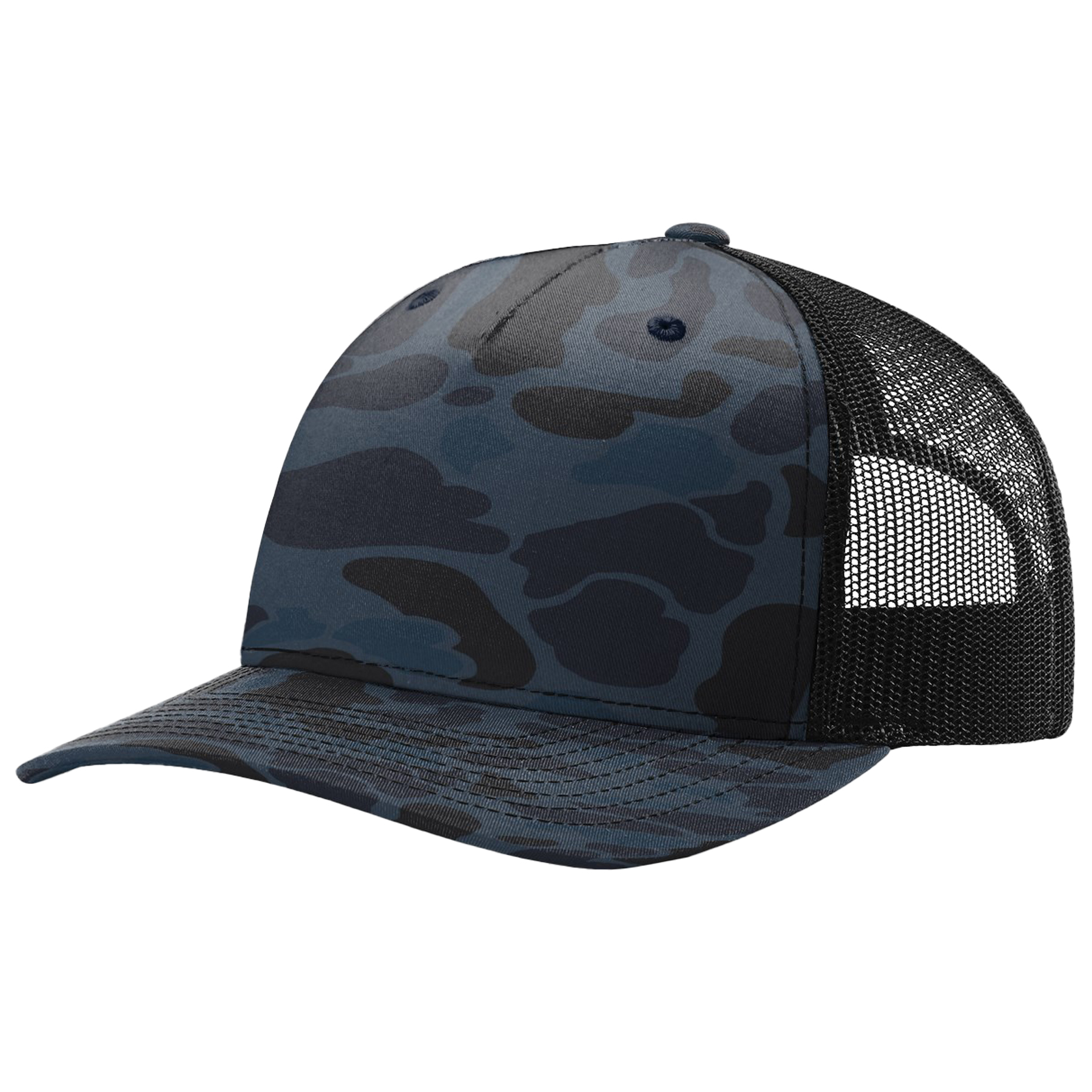 Richardson 112PFP Printed 5-Panel Snapback Trucker Hat w/Leatherette Adhesive Patches or Embroidery 19
