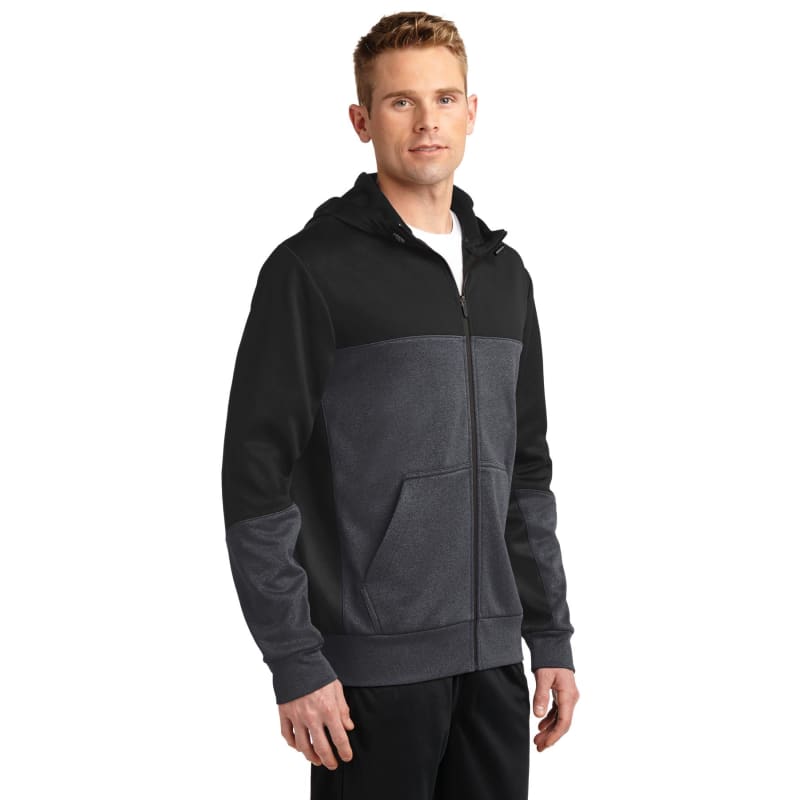 Sport-Tek Tech Fleece Colorblock Full-Zip Hooded Jacket. 4