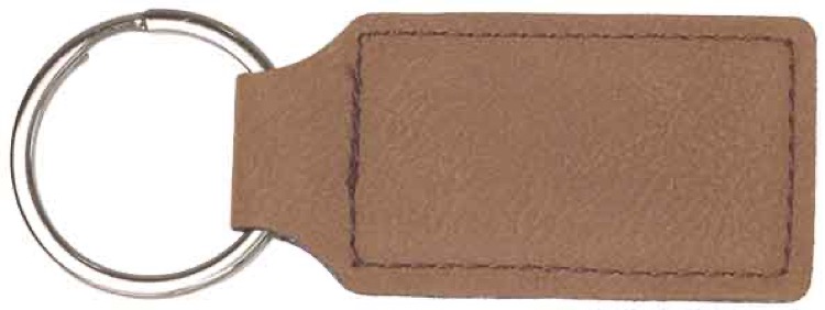 2 3/4" x 1 1/4" Dark Brown Leatherette Rectangle Keychain 2