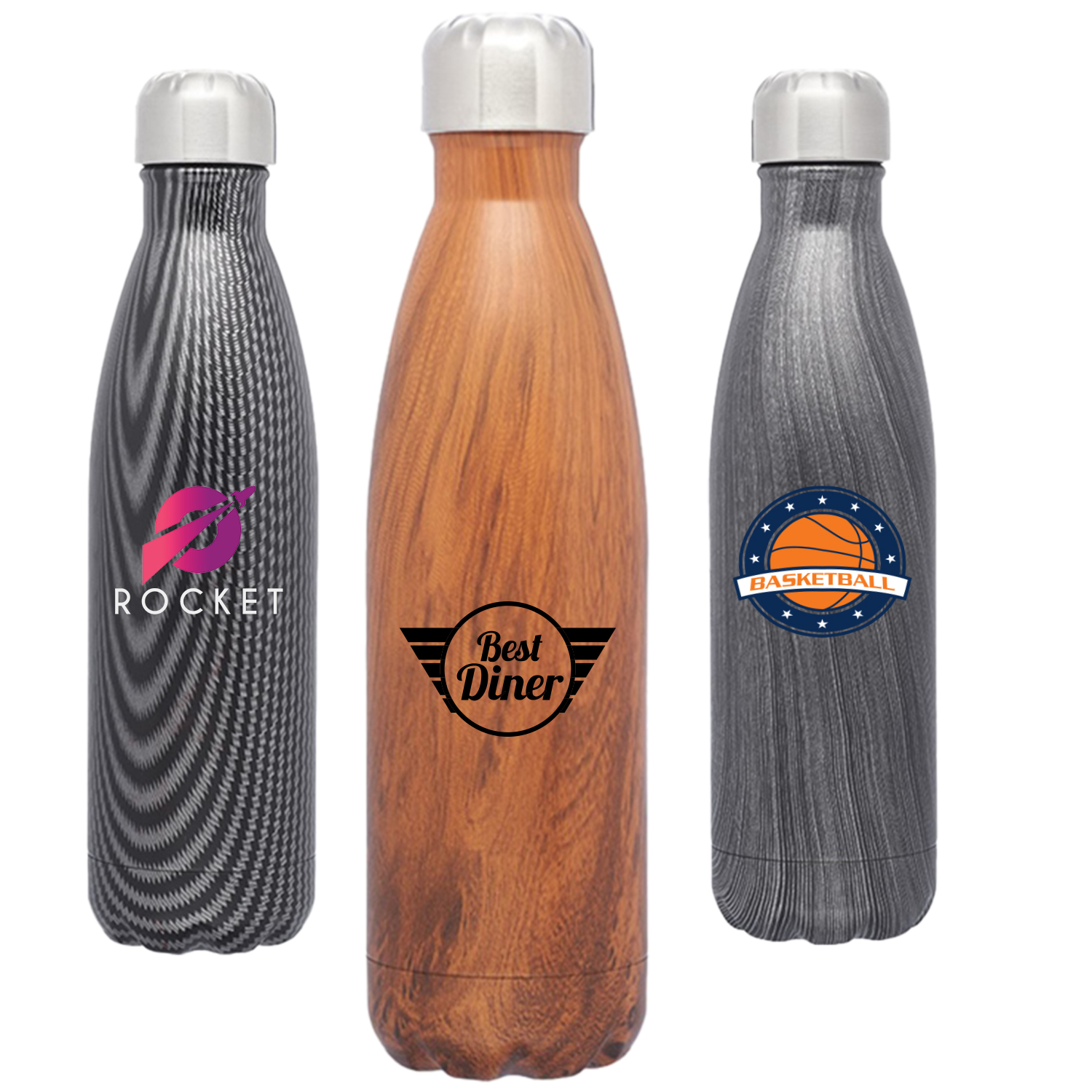 17 oz. BPA free Cola Shaped Wooden Sports Water Bottle, custom water bottle with logo imprint 3