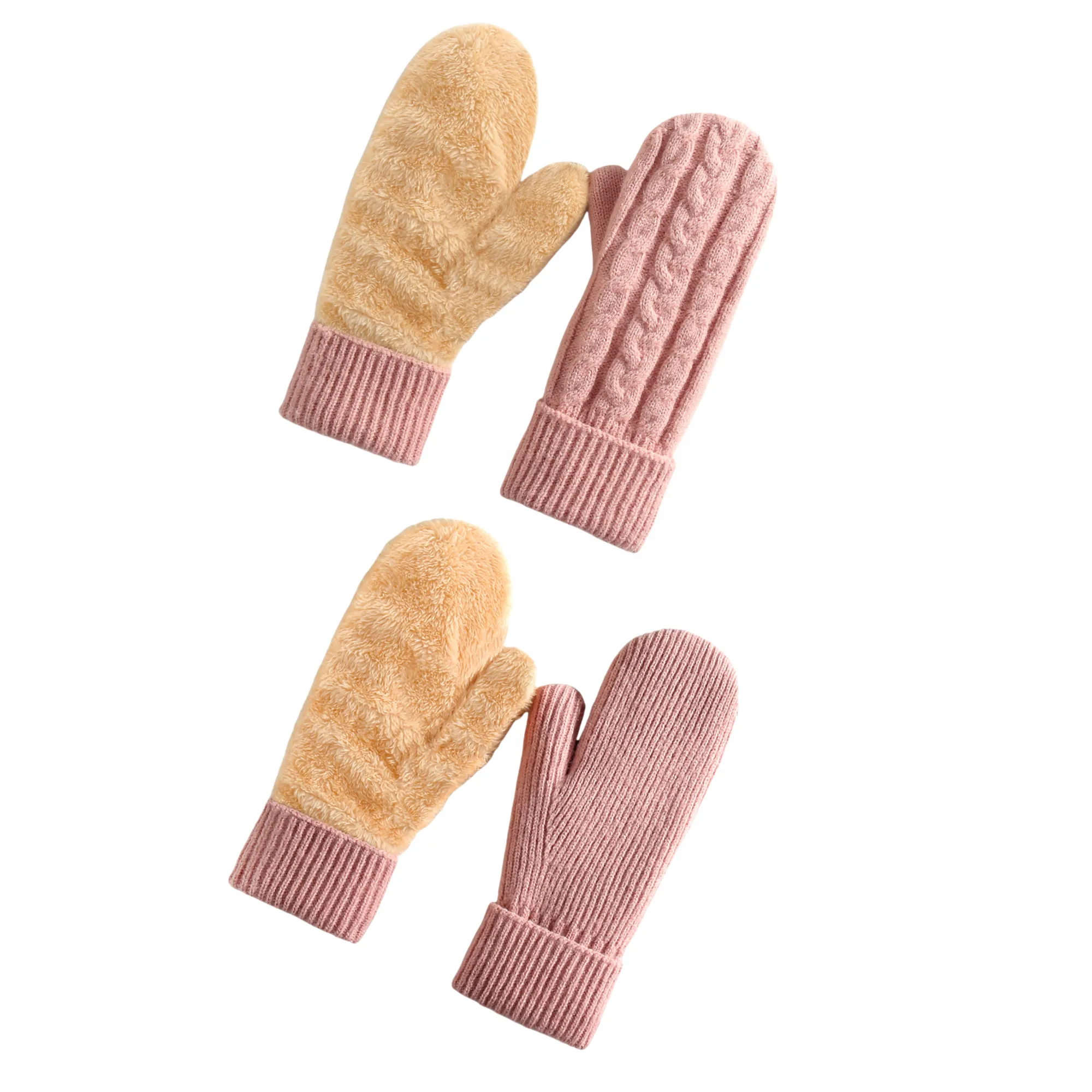 Fleece - Lined Thick Knit Double - Layered Ski Gloves 1