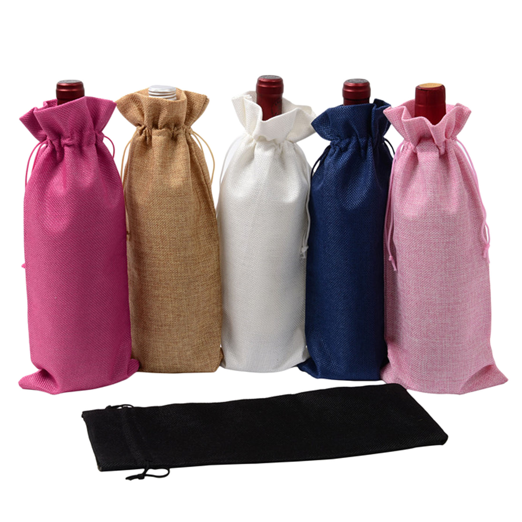 Red Wine Linen Drawstring Bag 3