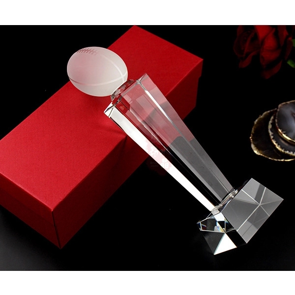 Optical Crystal Rugby Ball Column Award 5