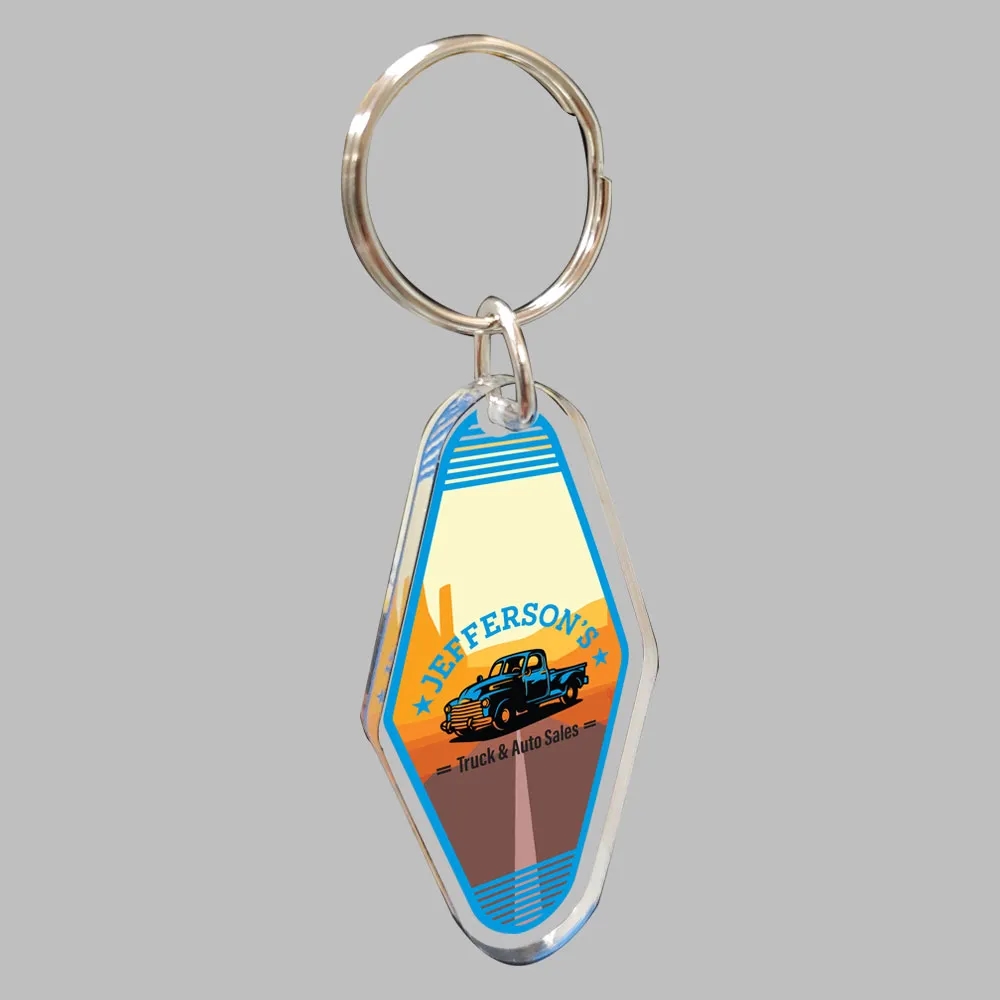 1/4" Vintage Clear Acrylic Motel/Hotel Key Chain 9