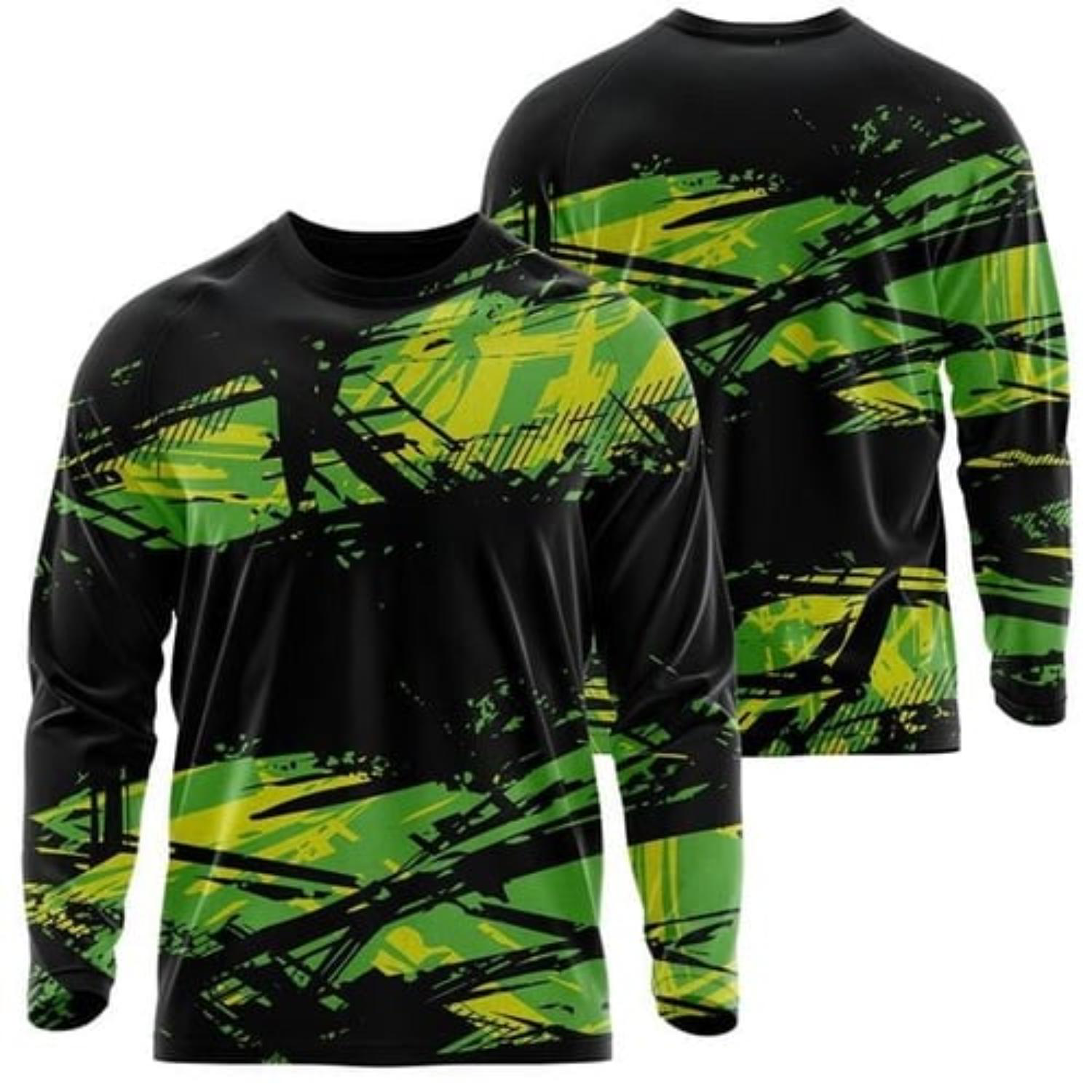 75D Milk Silk Fluorescent Digital Print Men's Long Sleeve T-Shirt - 5.3 oz 1