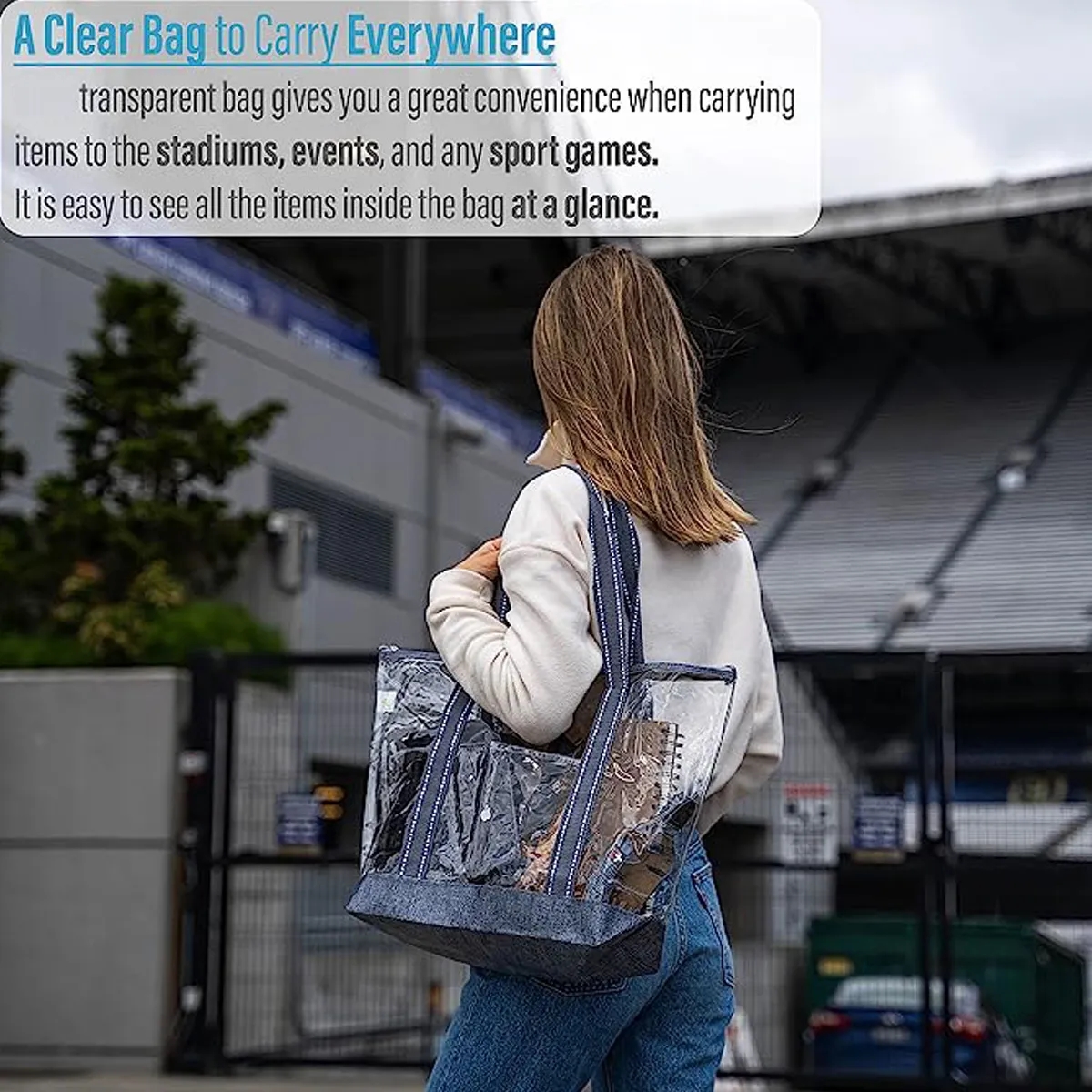 Custom Waterproof PVC Clear Beach Travel Zipper Tote Bag 7