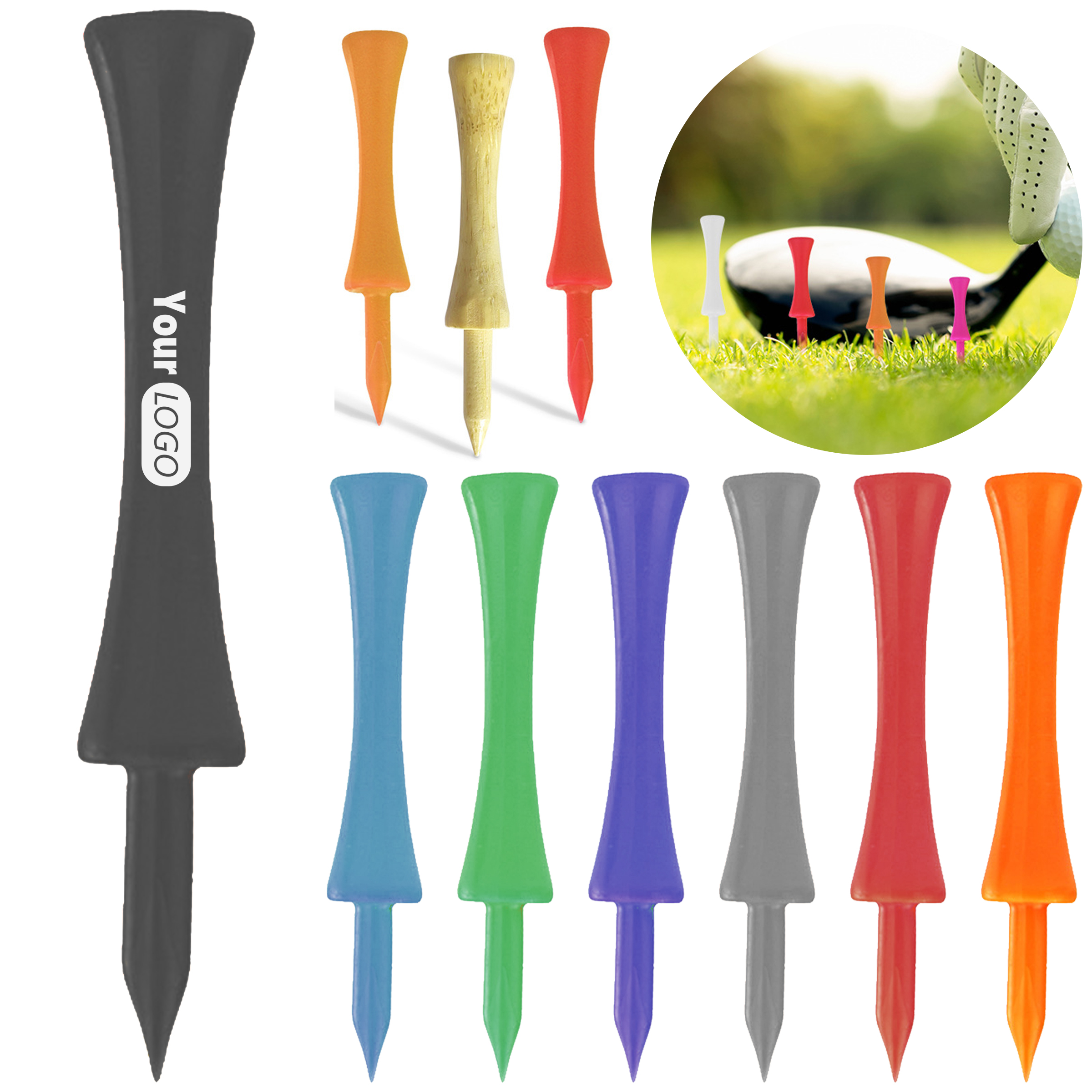 Wood 100 Branch Solid Color Golf Stud 3