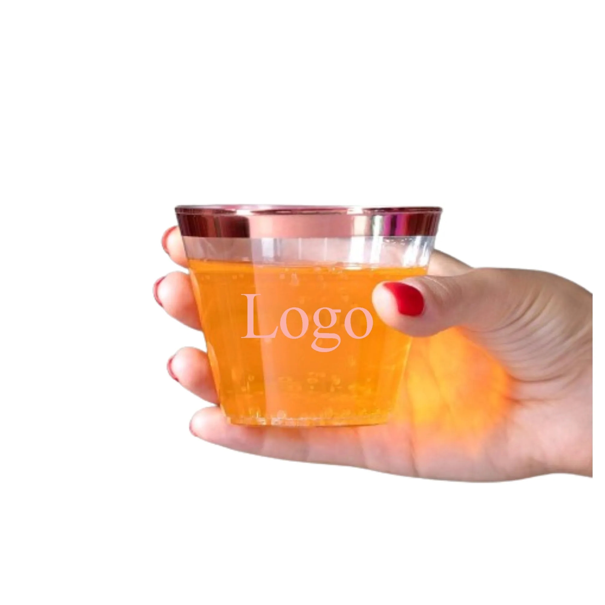 9oz Plastic Cups With Gold Rim 6