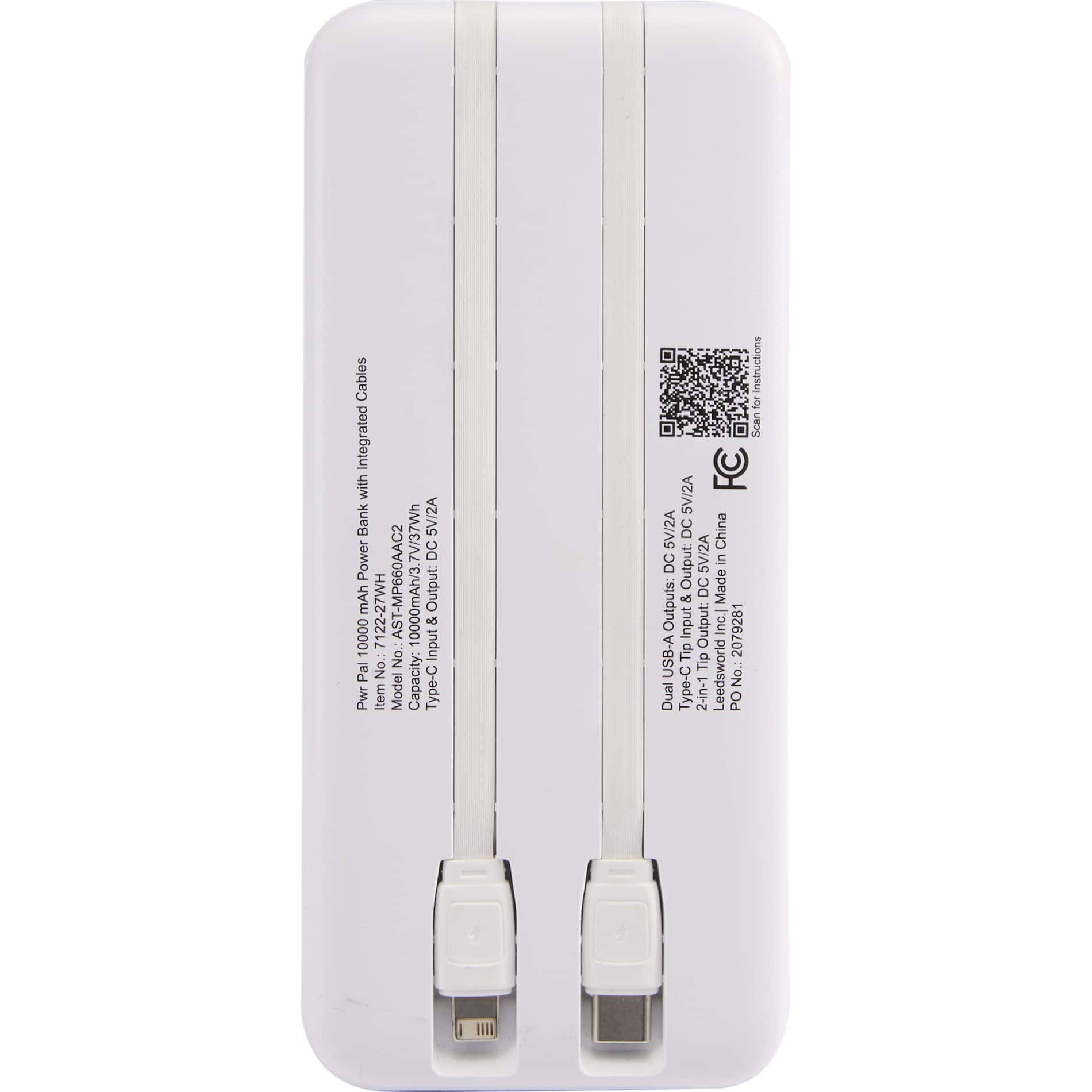 Pwr Pal 10000 mAh Power Bank with Integrated Cable 43