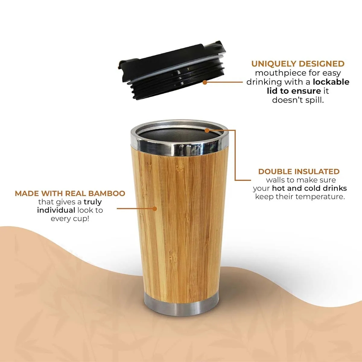 450ml Insulated Bamboo shell StainlessSteel Drinking Tumbler 7
