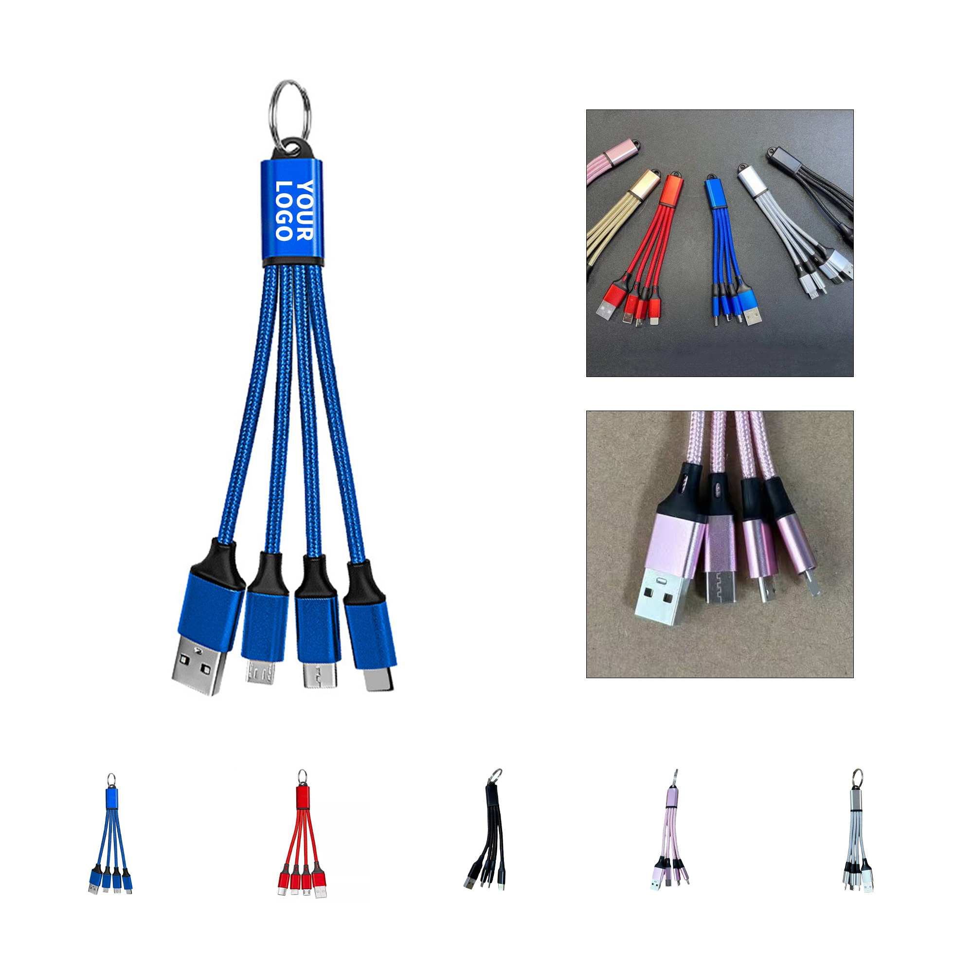 Keyring Compact Charging Cable 5.2" Length Travel Connector 3