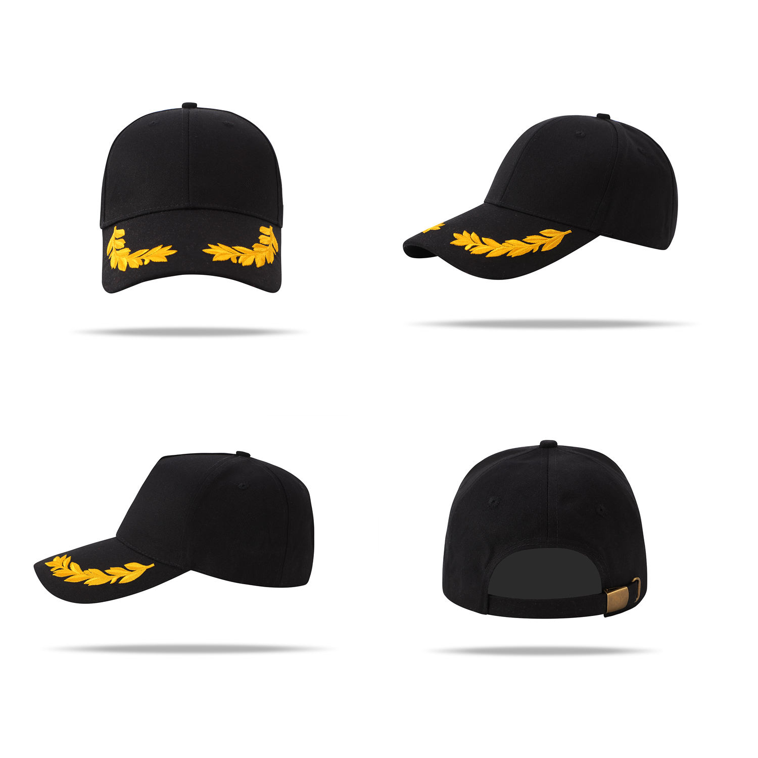 Stock 2-Tone Designed Cotton 6 Panel Cap w/Double Buckle Back Fastener 3