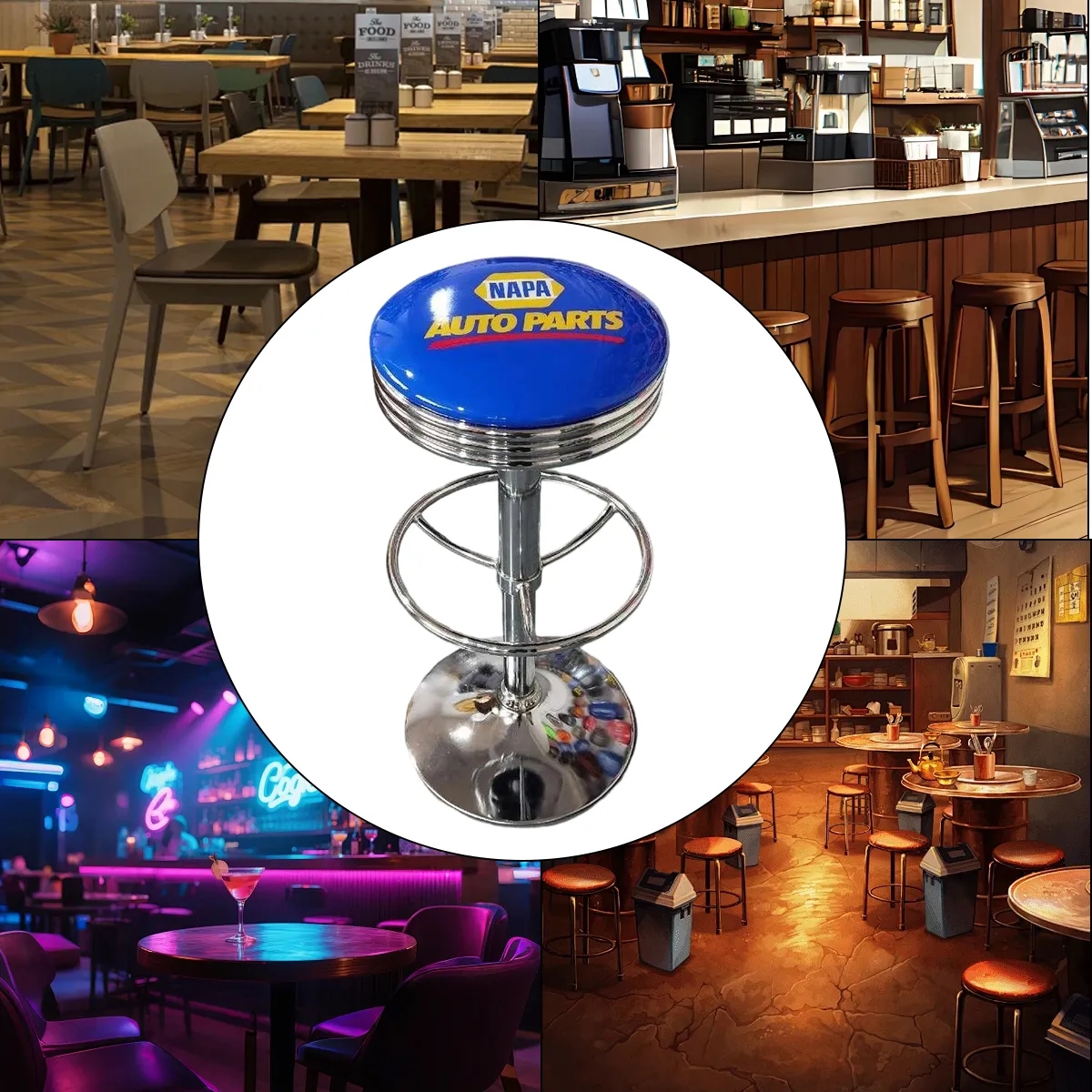 Adjustable Swivel Bar Stool With Chrome Base 6