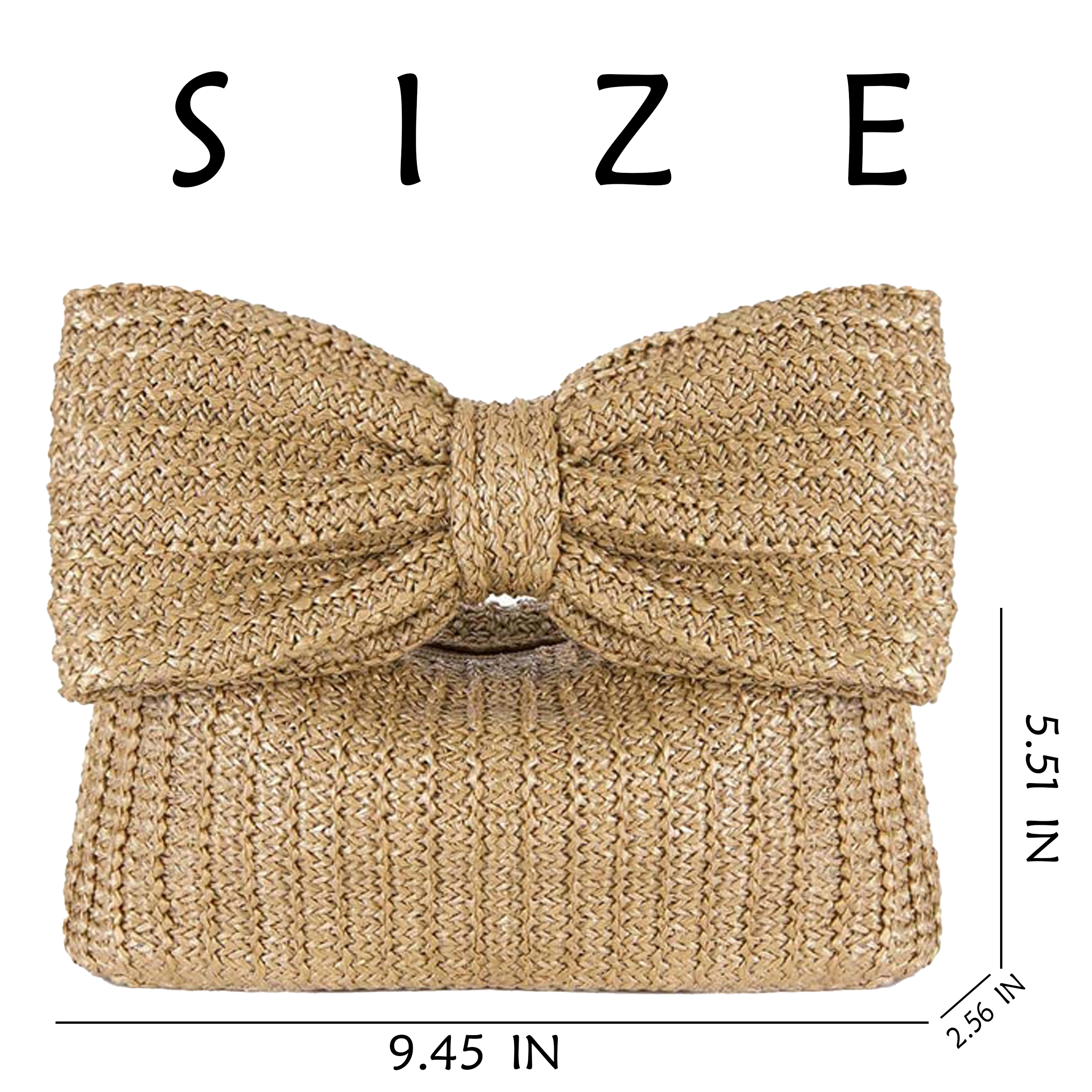 Straw Solid Color Bow Handbag 7