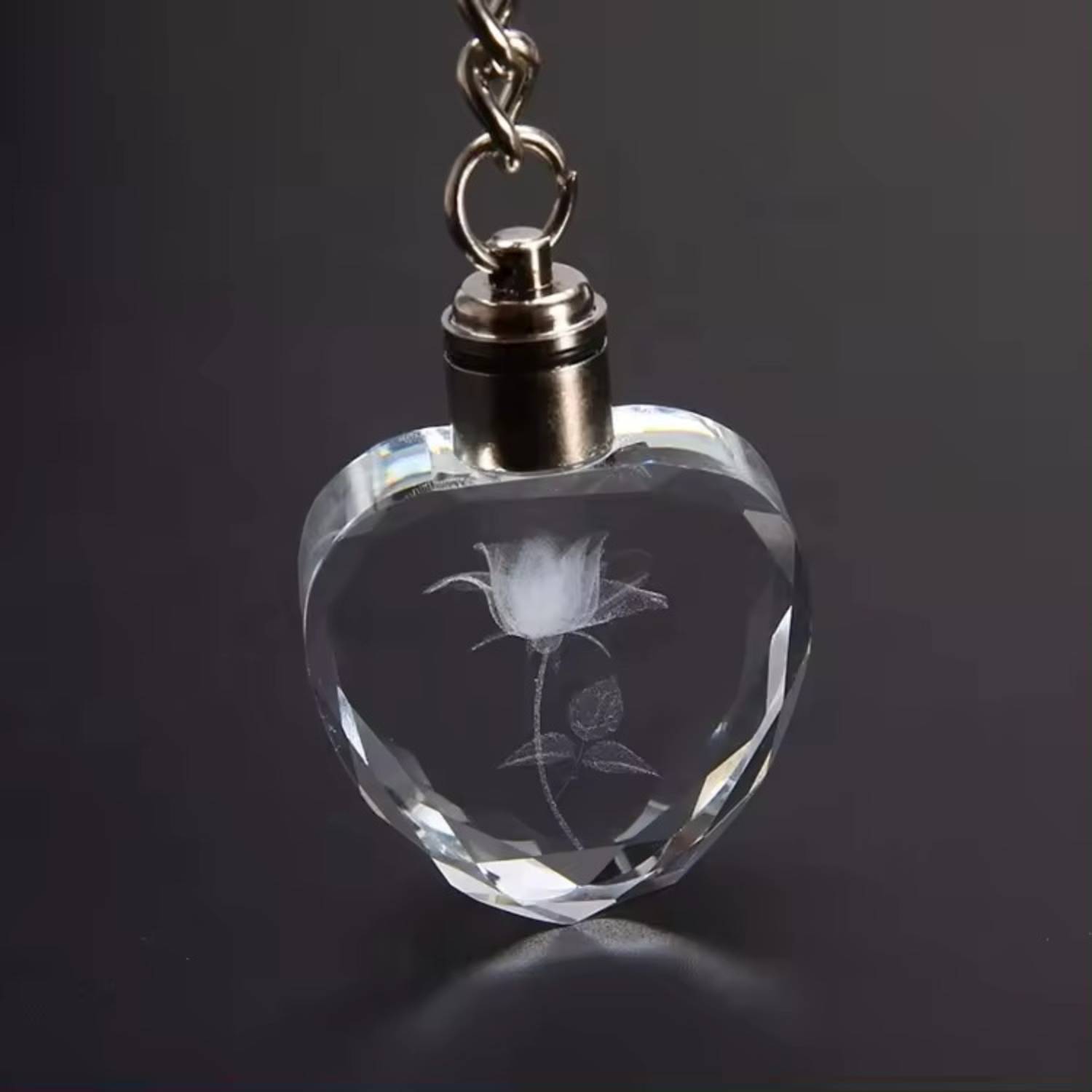 Round Shaped LED Light Crystal Keychain 9