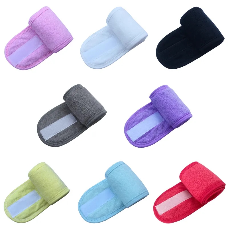 Soft Adjustable Face Wash Headband with Magic Tape Terry 1
