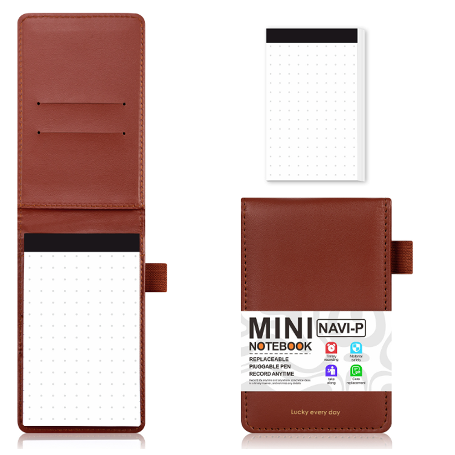 Imitation leather A7 portable multi pocket notebook 5