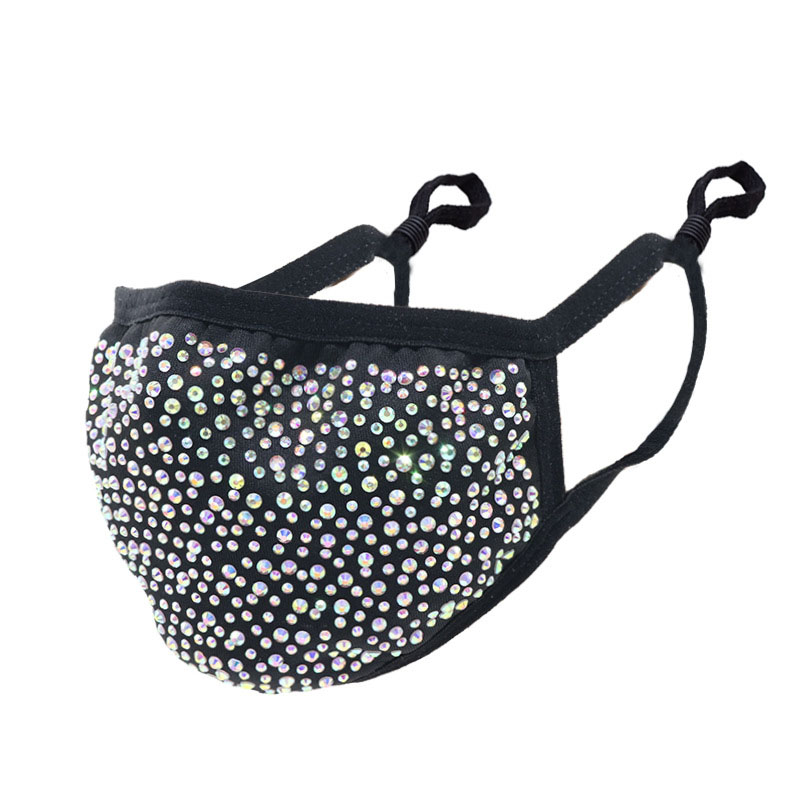 Bling Sequin Mask Crystal Masquerade Face Mask w/ Adjustable Ear Loop 3