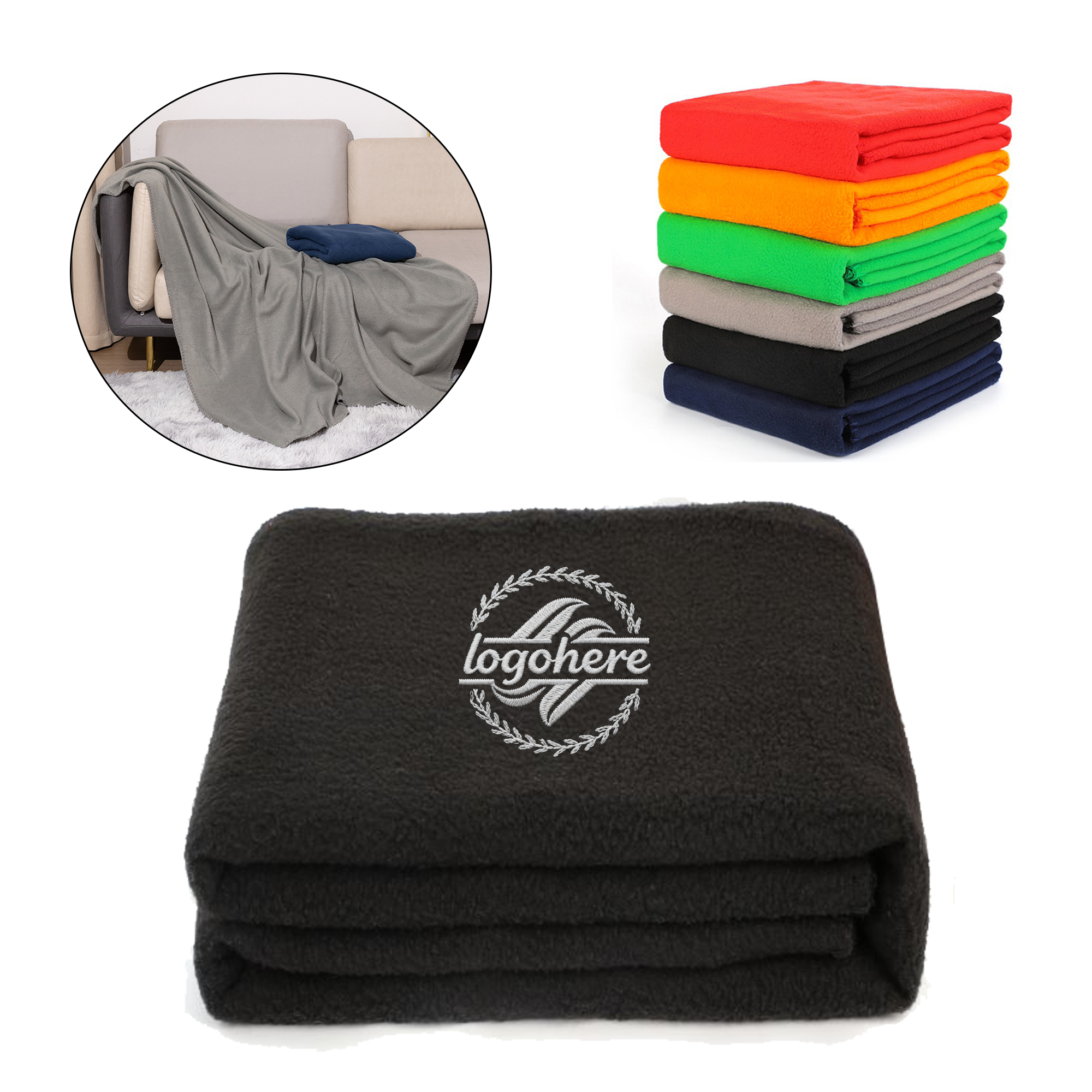 MOQ 20 Soft Fleece Blanket With Embroidery 2