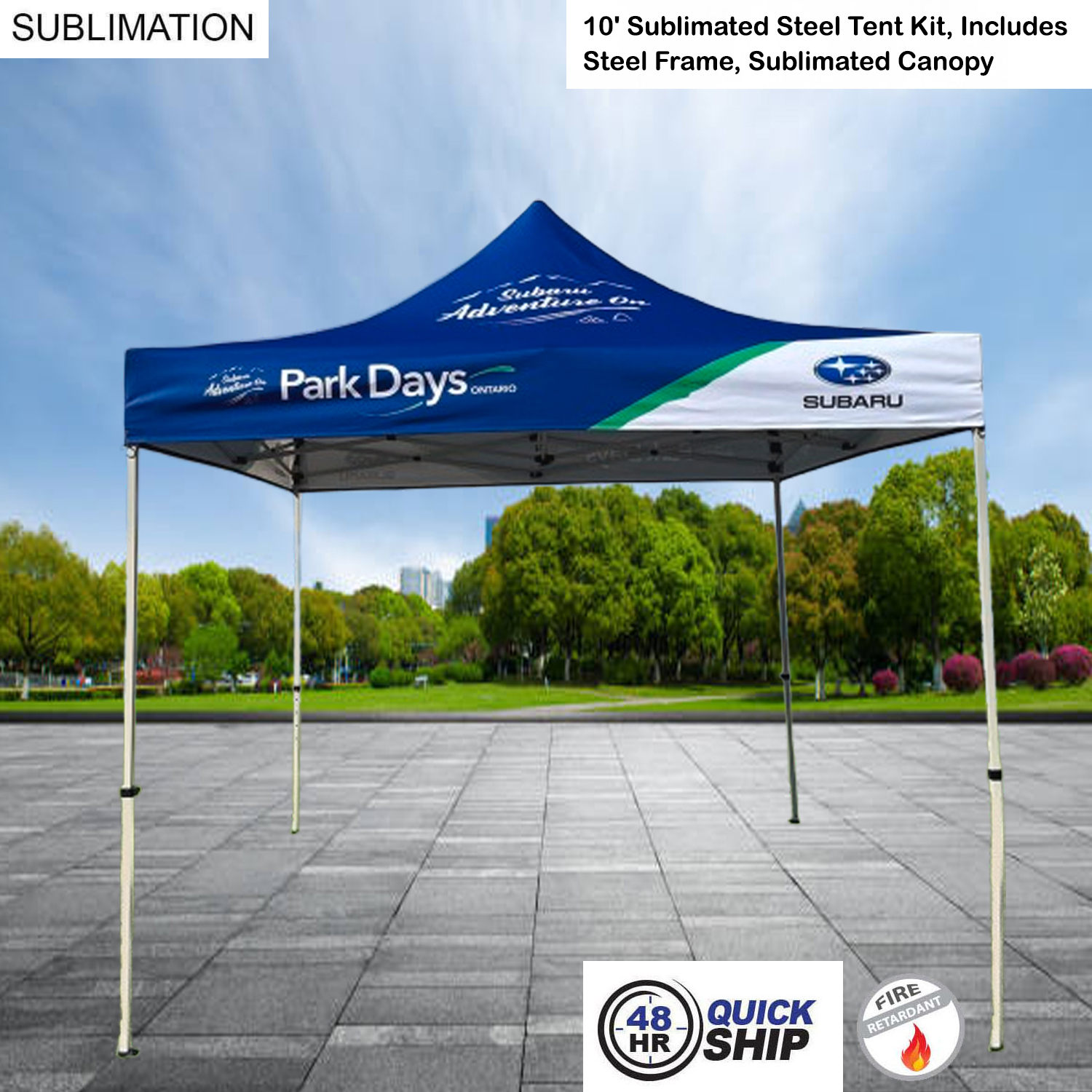 48Hr Quick Ship - 10' Steel Tent Kit, Includes Steel Frame and Sublimated Canopy Only 10