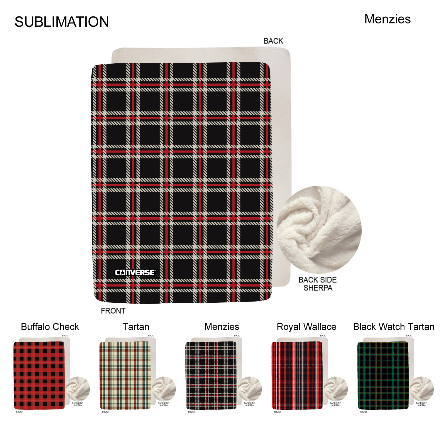 Stock Plaid Design Plush Sherpa Lined Micro Mink Throw, 60"x80", Sublimated 9