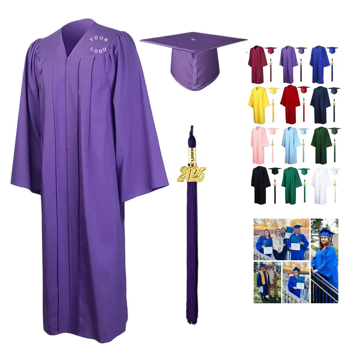 Lightweight Polyester Cap and Gown Set for Graduates 4