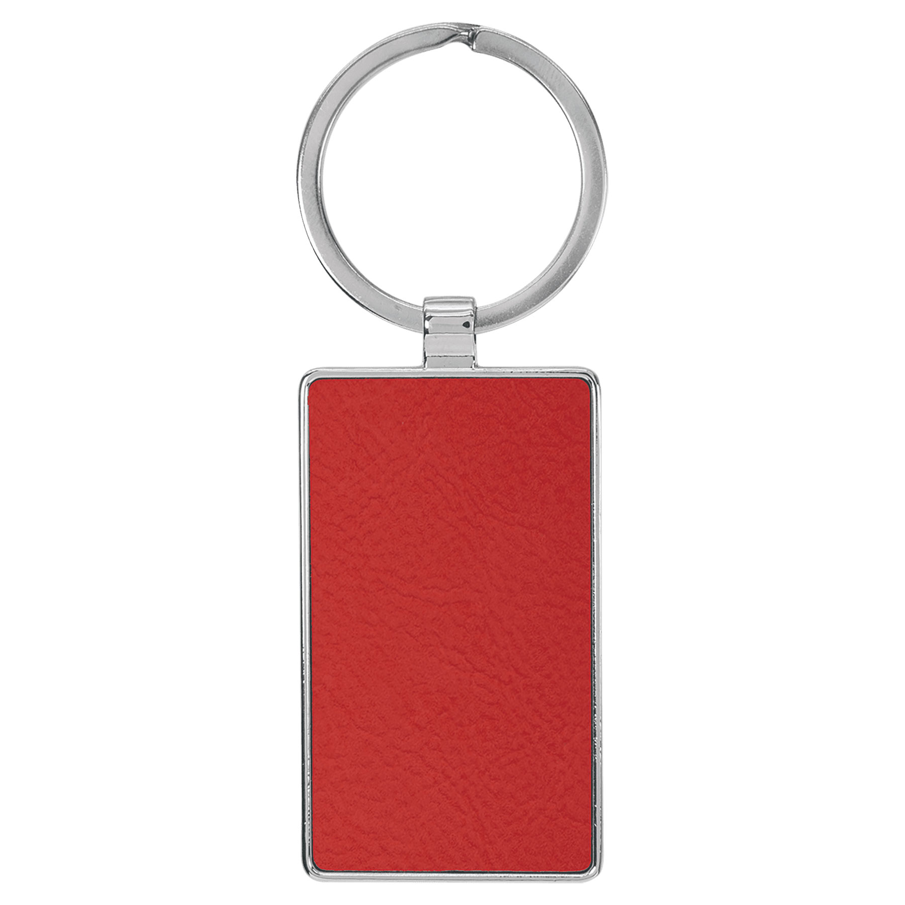 Red Leatherette/Metal Rectangle Keychain 3
