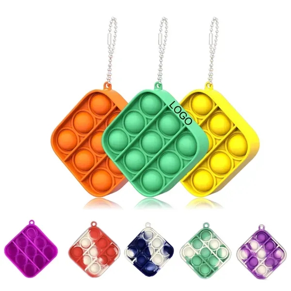 Square Bubble Push Pop Sensory Silicone Fidget Toy Keychains