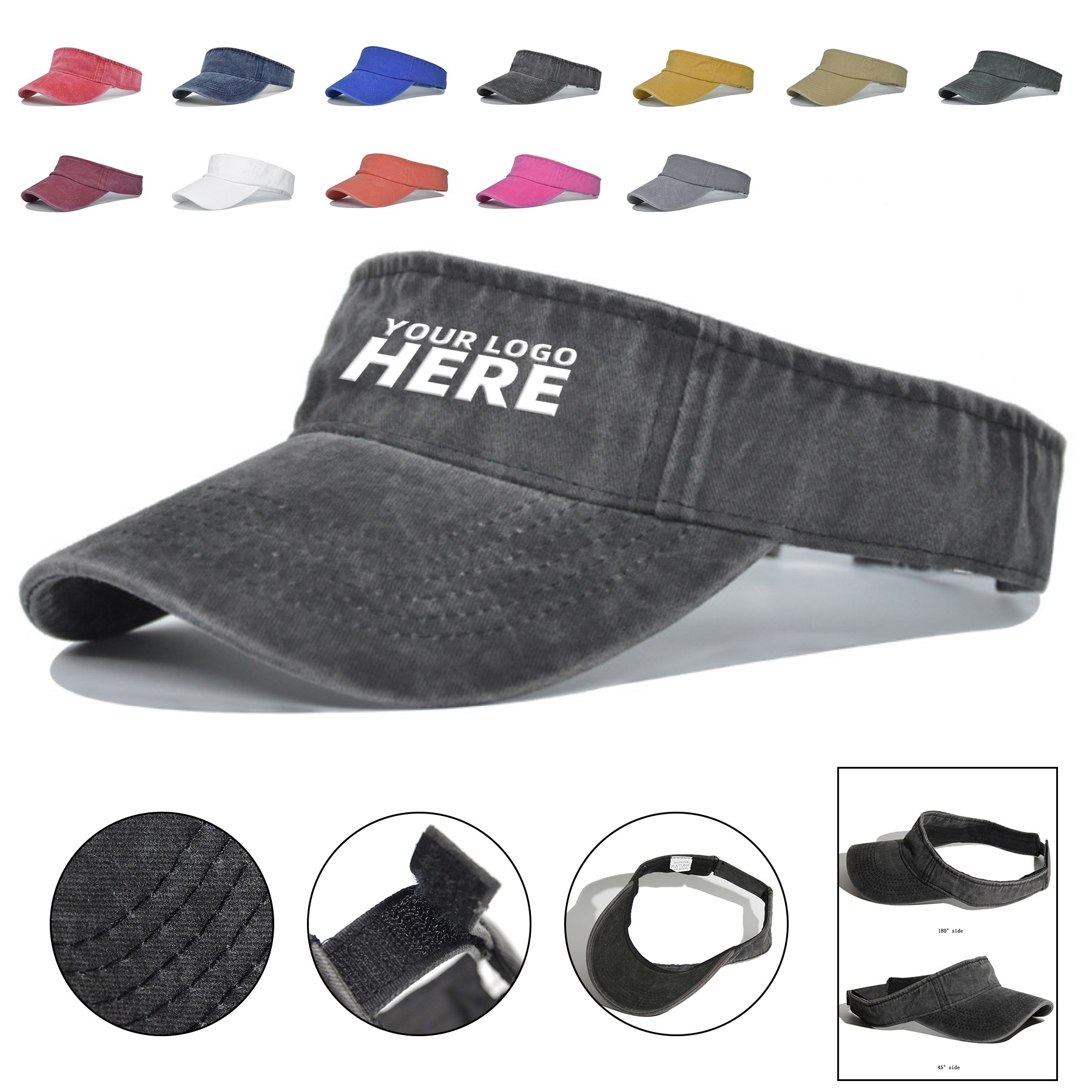 Washed Cotton Sport Sun Visor Hat