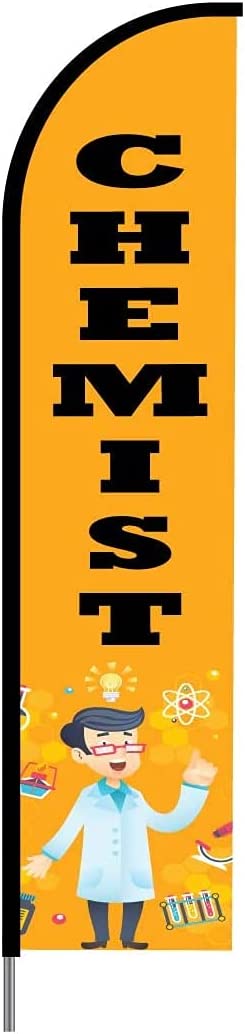 Chemist Sign Banner - Swooper Feather Flag Pole Kit Outdoor Advertising Display, 15ft - Yellow 2