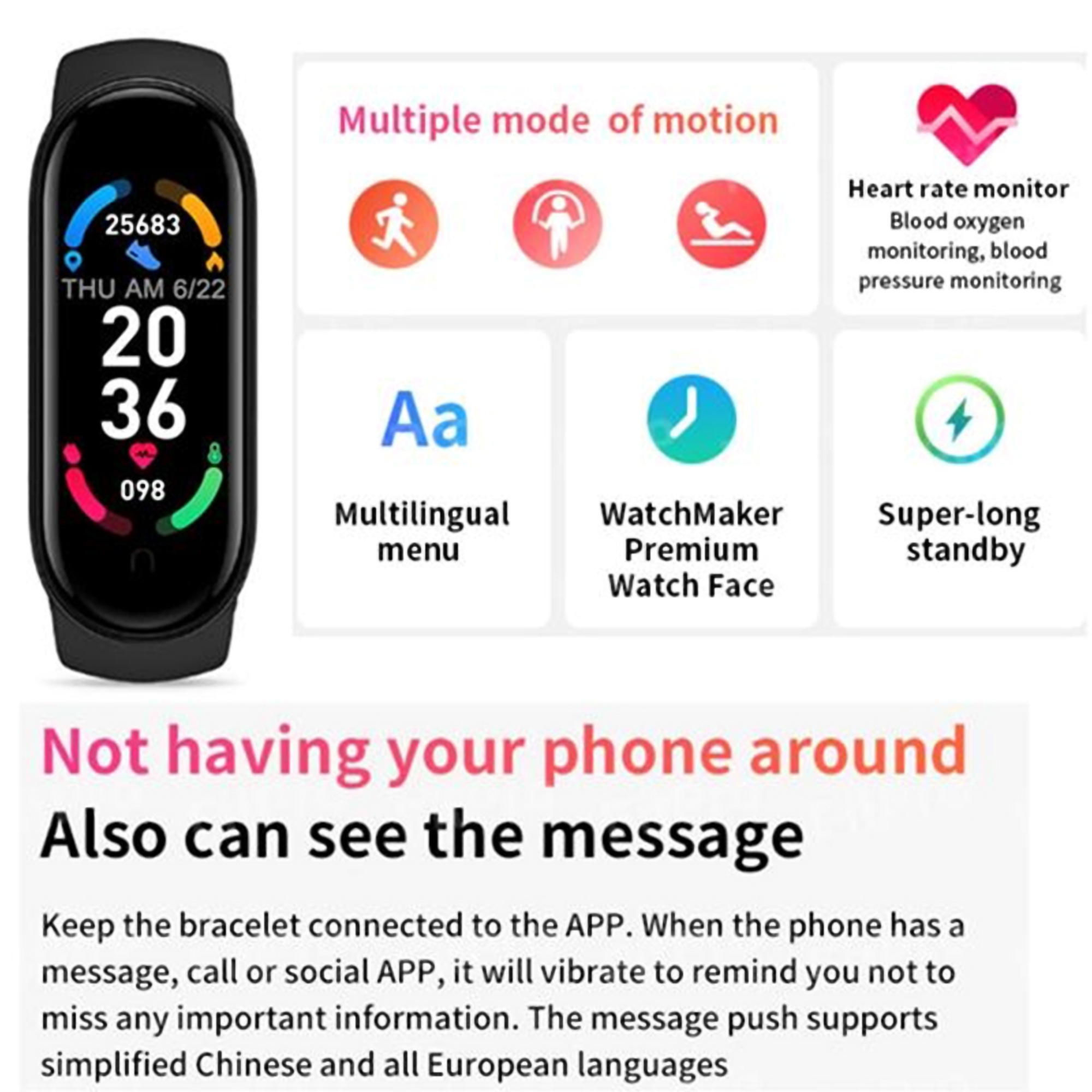 M6 Smart Fitness Tracker & Watch 4