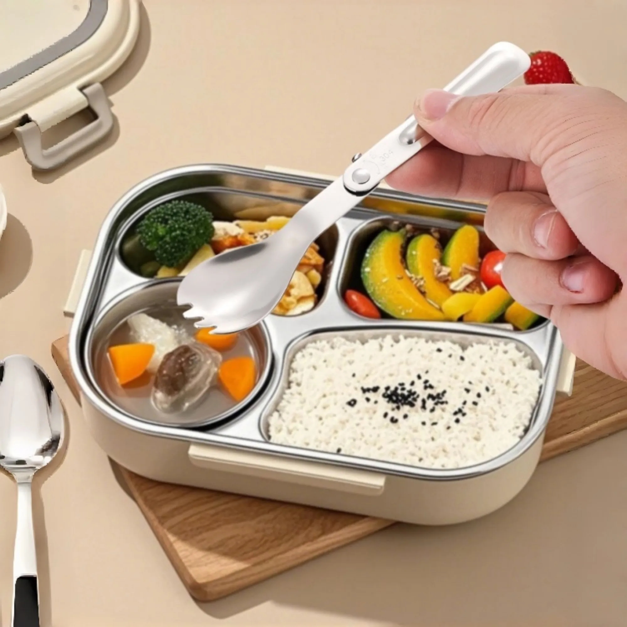 Foldable Stainless Steel Camping Utensils Set 4