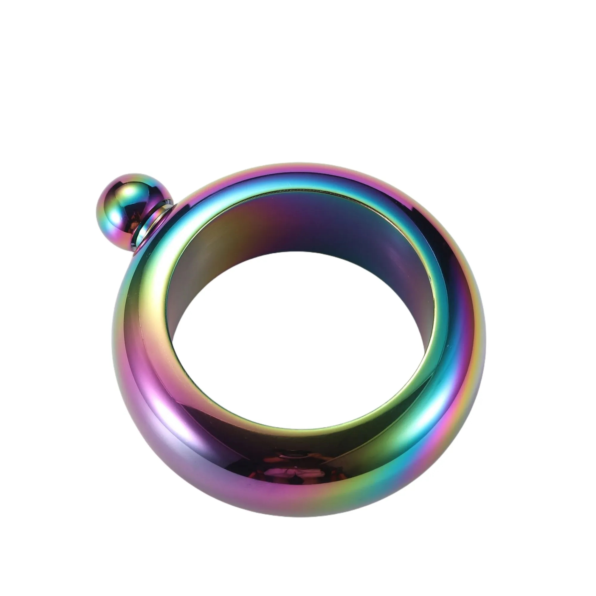 3.5oz 304 Stainless Steel Ring Shaped Hip Flask, custom water bottle with logo imprint 7