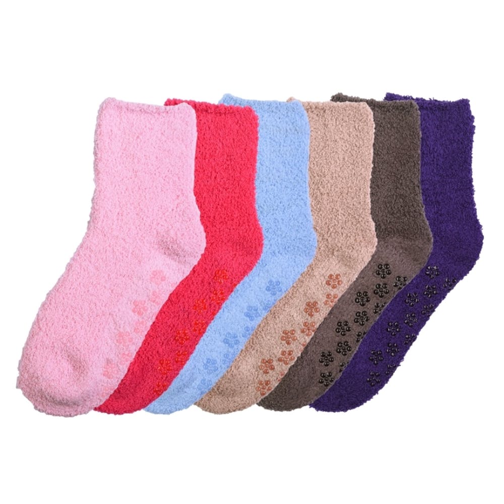 Women's Fuzzy Slipper Socks - Non-Slip Bottom Size 9-11 2