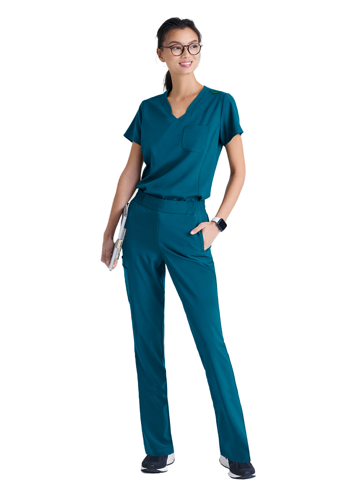 Grey's Anatomy Evolve Stretch - Women's One-Pocket Banded V-Neck Sway Scrub Top 35